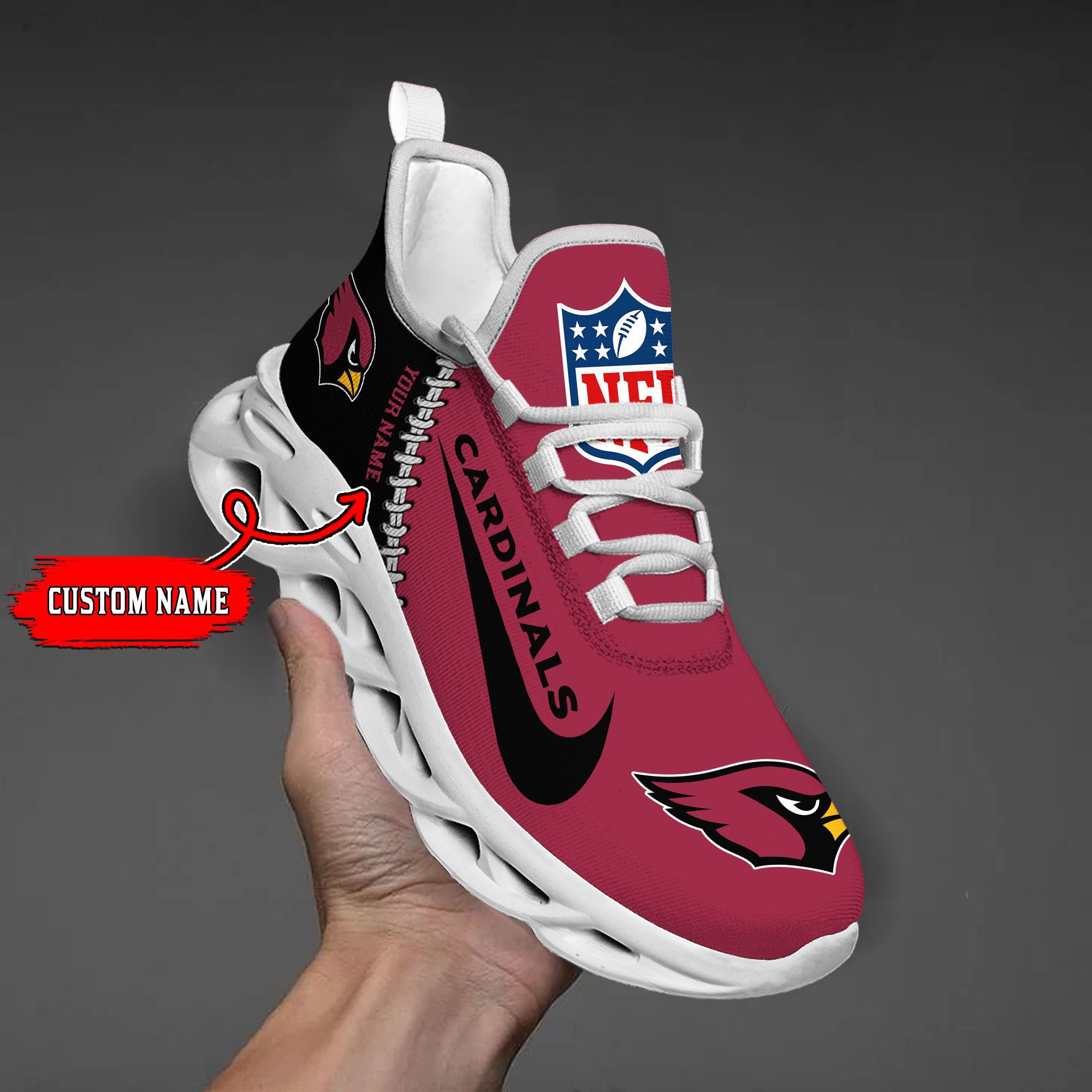 Personalized Arizona Cardinals NFL Max Soul Shoes Sneakers for Men And Women – NFL Football Fan Shoes, Team Sneakers