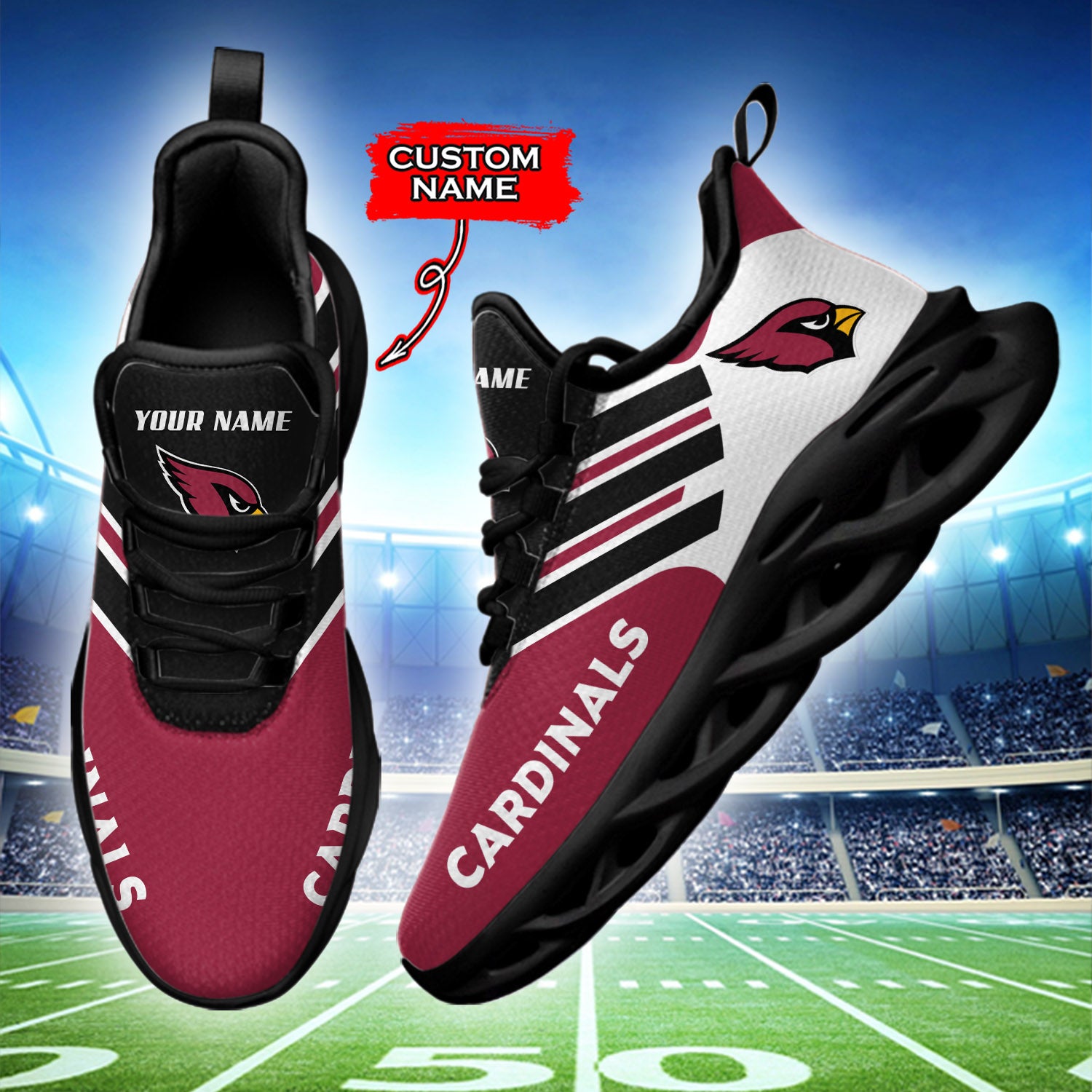 Personalized Arizona Cardinals NFL Max Soul Shoes Sneakers for Men And Women – NFL Football Fan Shoes, Team Sneakers - Image 3