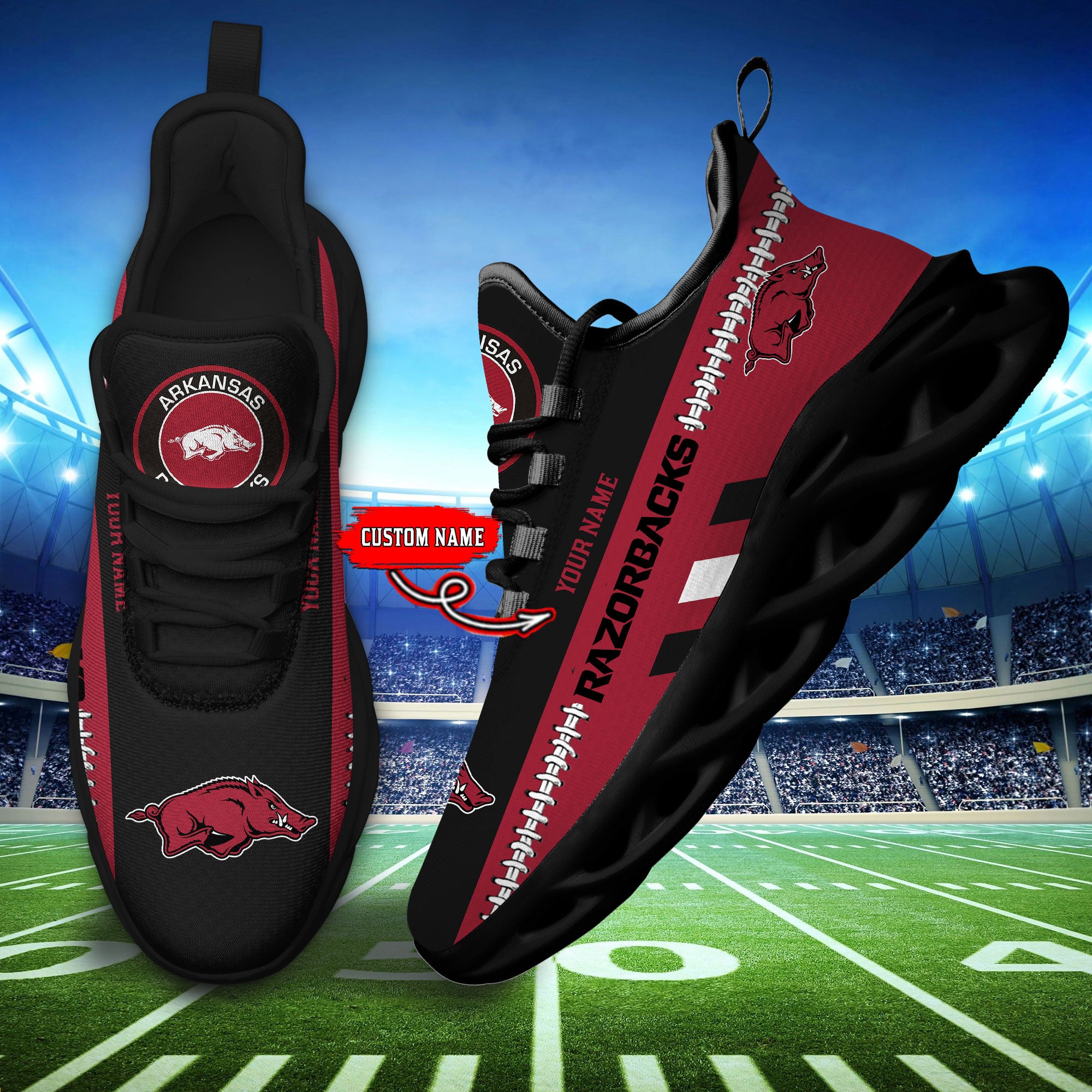 Personalized Arkansas Razorbacks Max Soul Shoes Sneakers for Men And Women – NCAA Fan Shoes, Team Sneakers - Image 4
