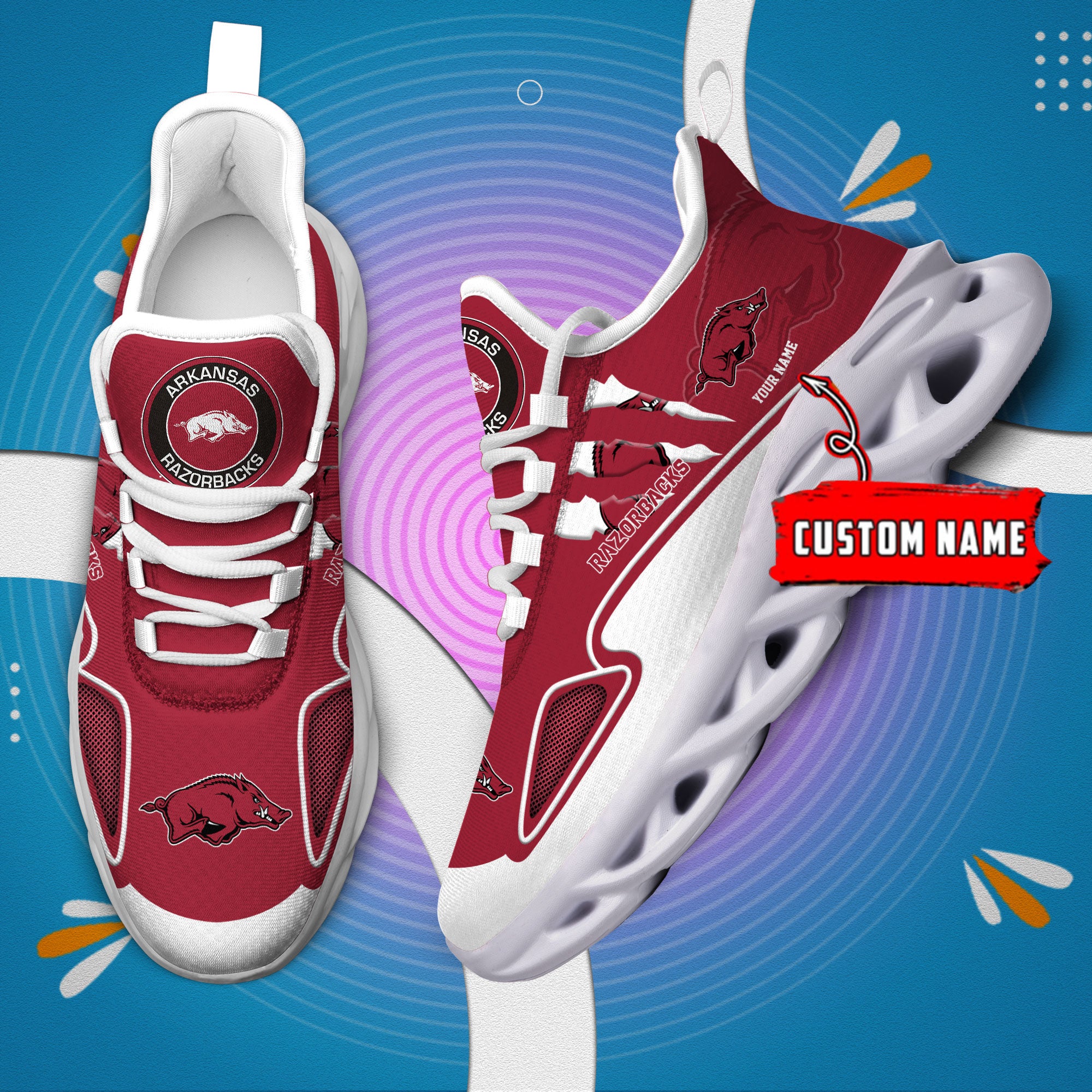 Personalized Arkansas Razorbacks Max Soul Shoes Sneakers for Men And Women – NCAA Fan Shoes, Team Sneakers - Image 4