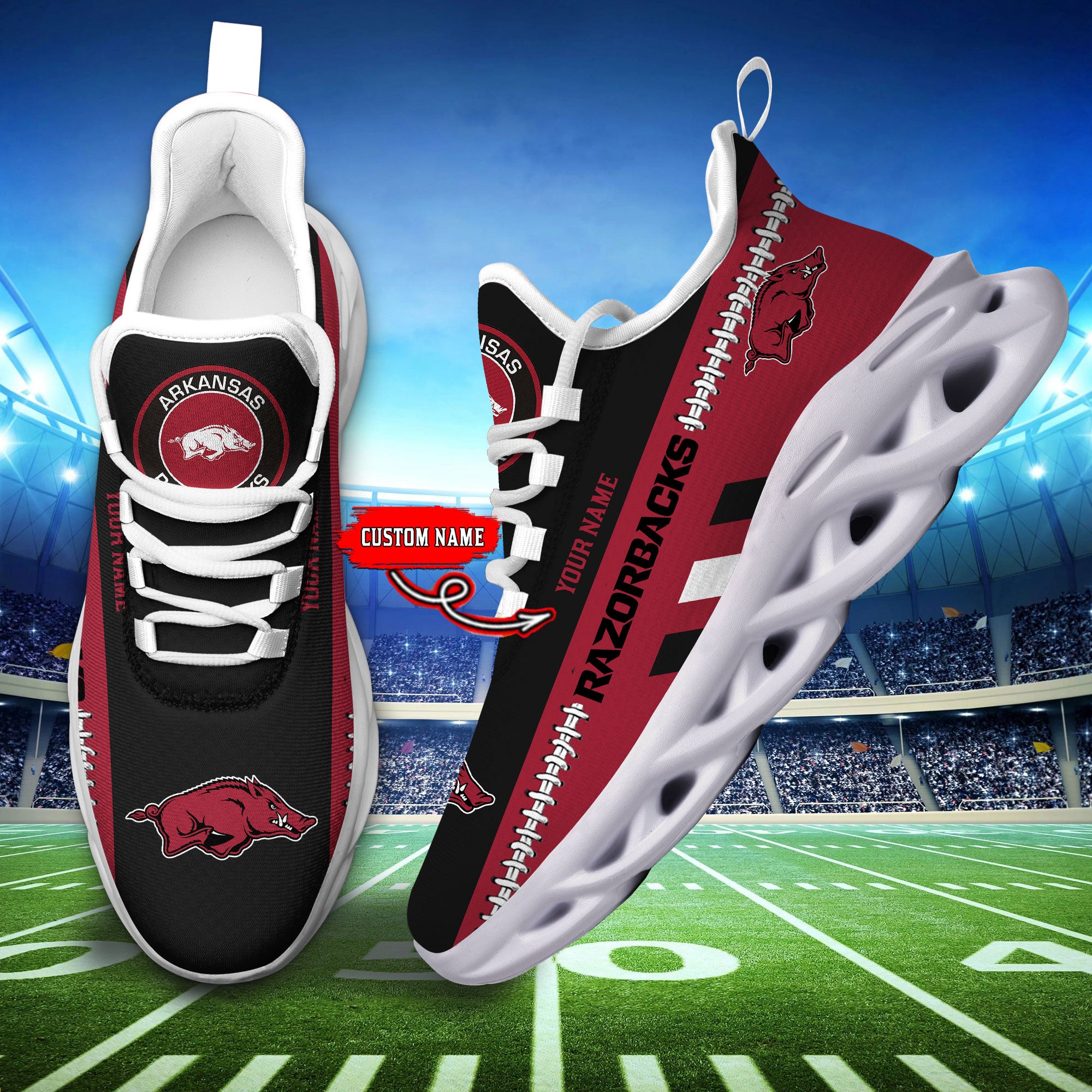 Personalized Arkansas Razorbacks Max Soul Shoes Sneakers for Men And Women – NCAA Fan Shoes, Team Sneakers - Image 5