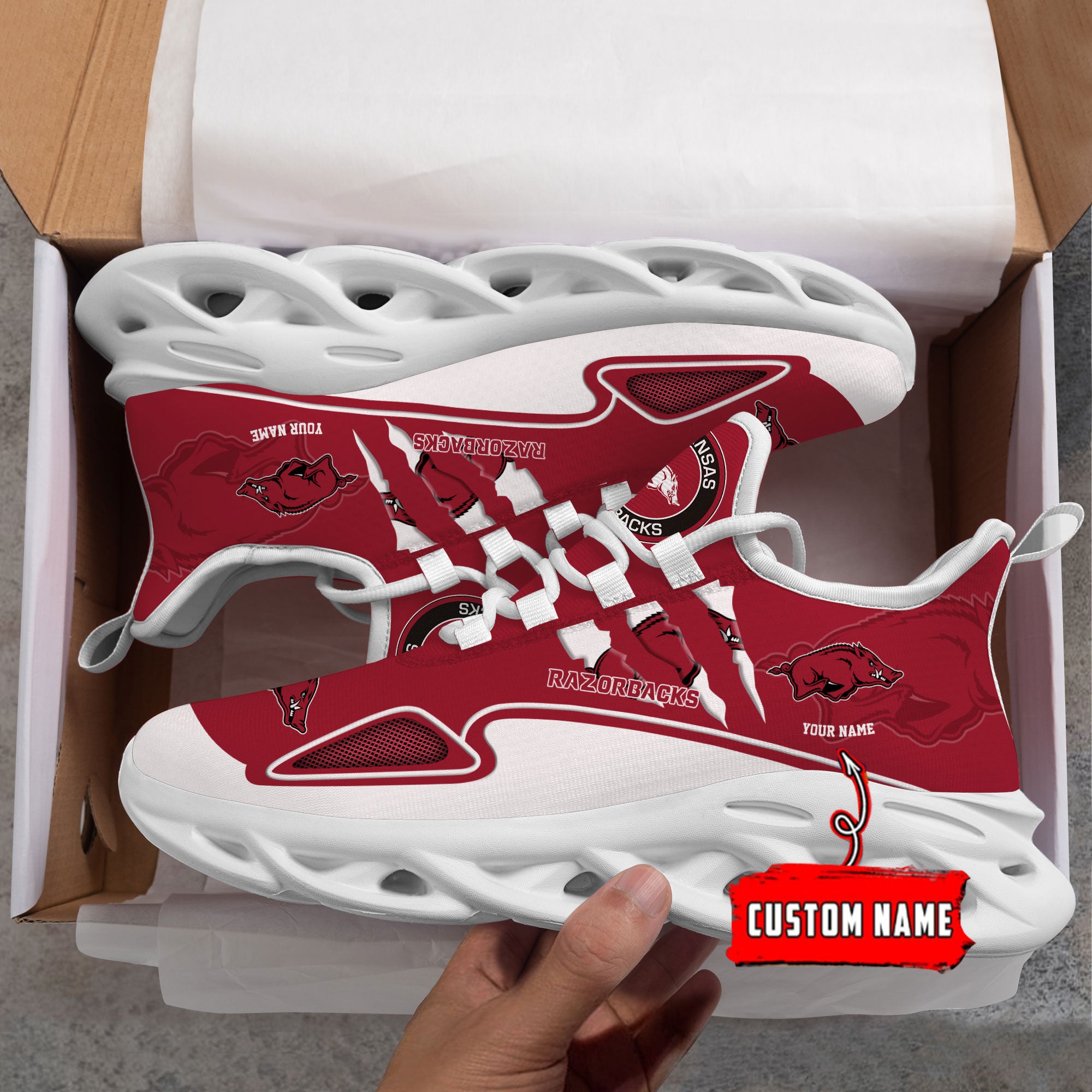 Personalized Arkansas Razorbacks Max Soul Shoes Sneakers for Men And Women – NCAA Fan Shoes, Team Sneakers - Image 6