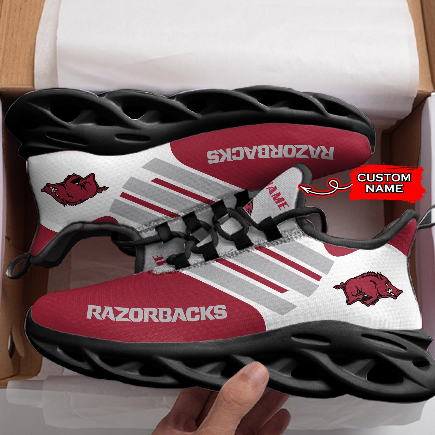 Personalized Arkansas Razorbacks NCAA Max Soul Shoes Sneakers for Men And Women – NCAA Fan Shoes, Team Sneakers - Image 4