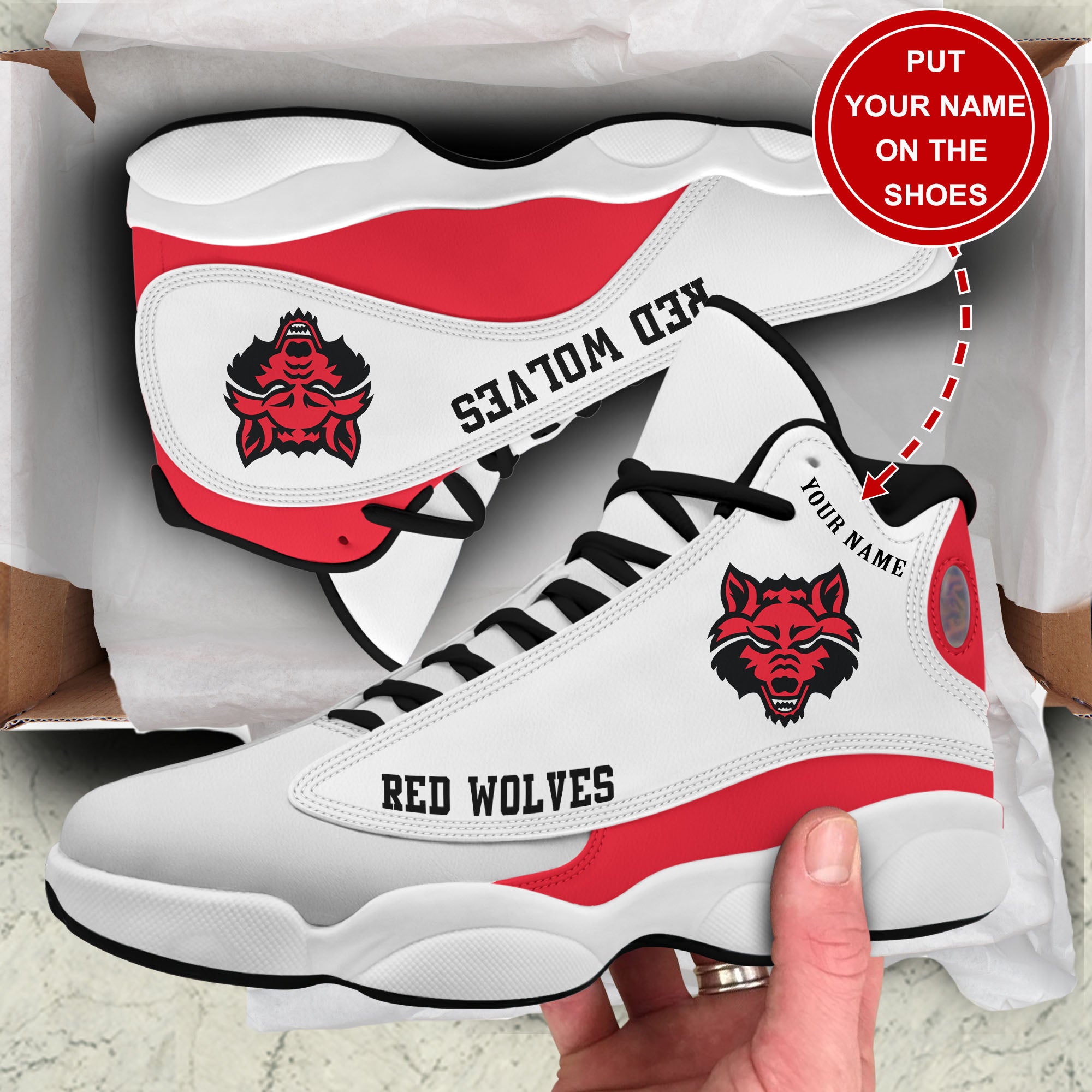 Personalized Arkansas State Red Wolves JD13 Sneakers Shoes for Men & Women | Custom Fan Gift