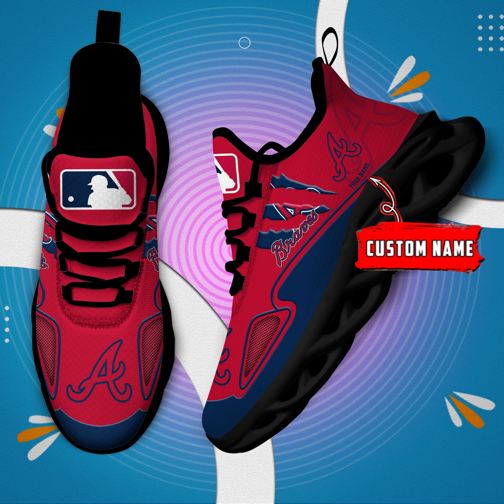 Personalized Atlanta Braves Max Soul Shoes Sneakers for Men And Women – MLB Baseball Fan Shoes, Team Sneakers - Image 3