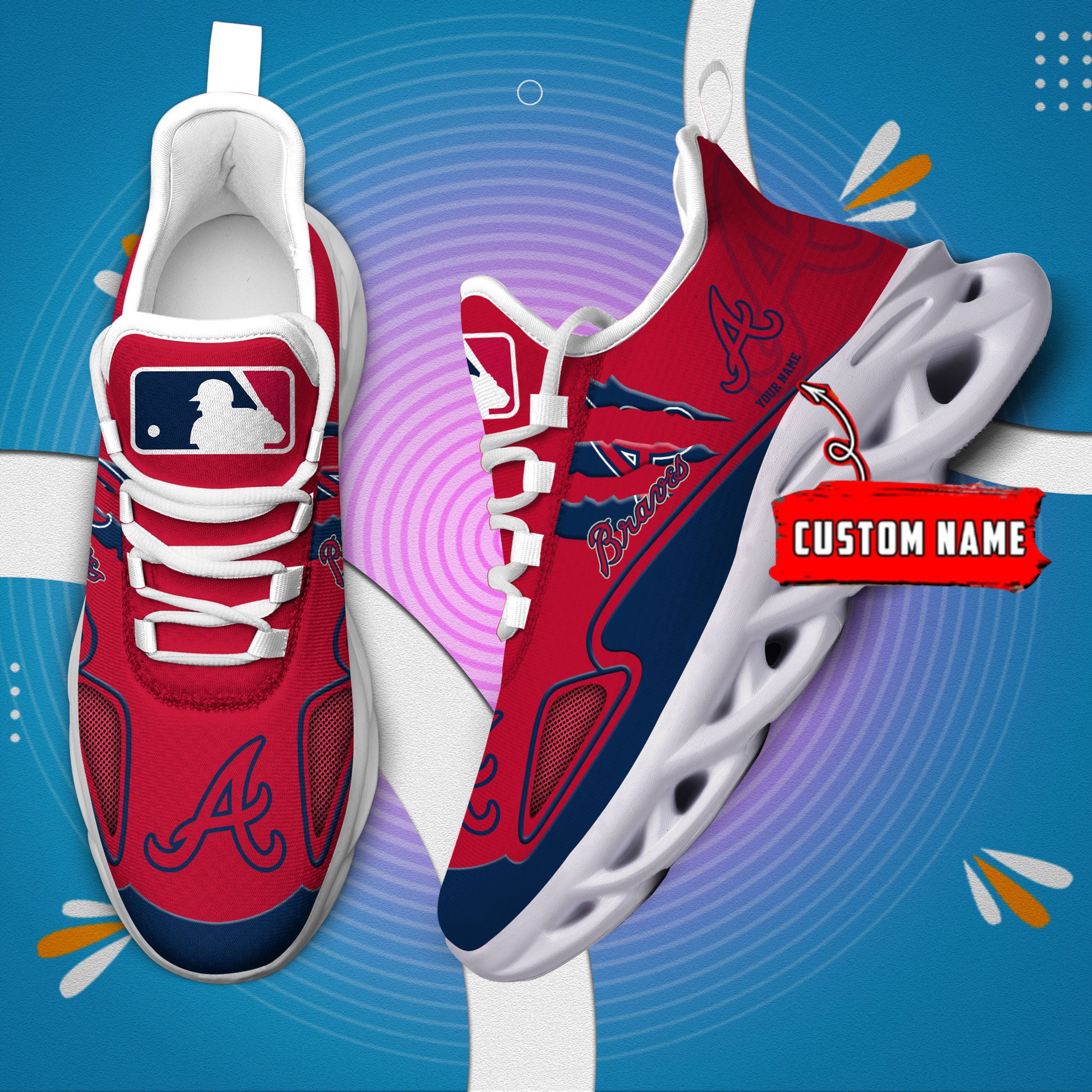 Personalized Atlanta Braves Max Soul Shoes Sneakers for Men And Women – MLB Baseball Fan Shoes, Team Sneakers - Image 4