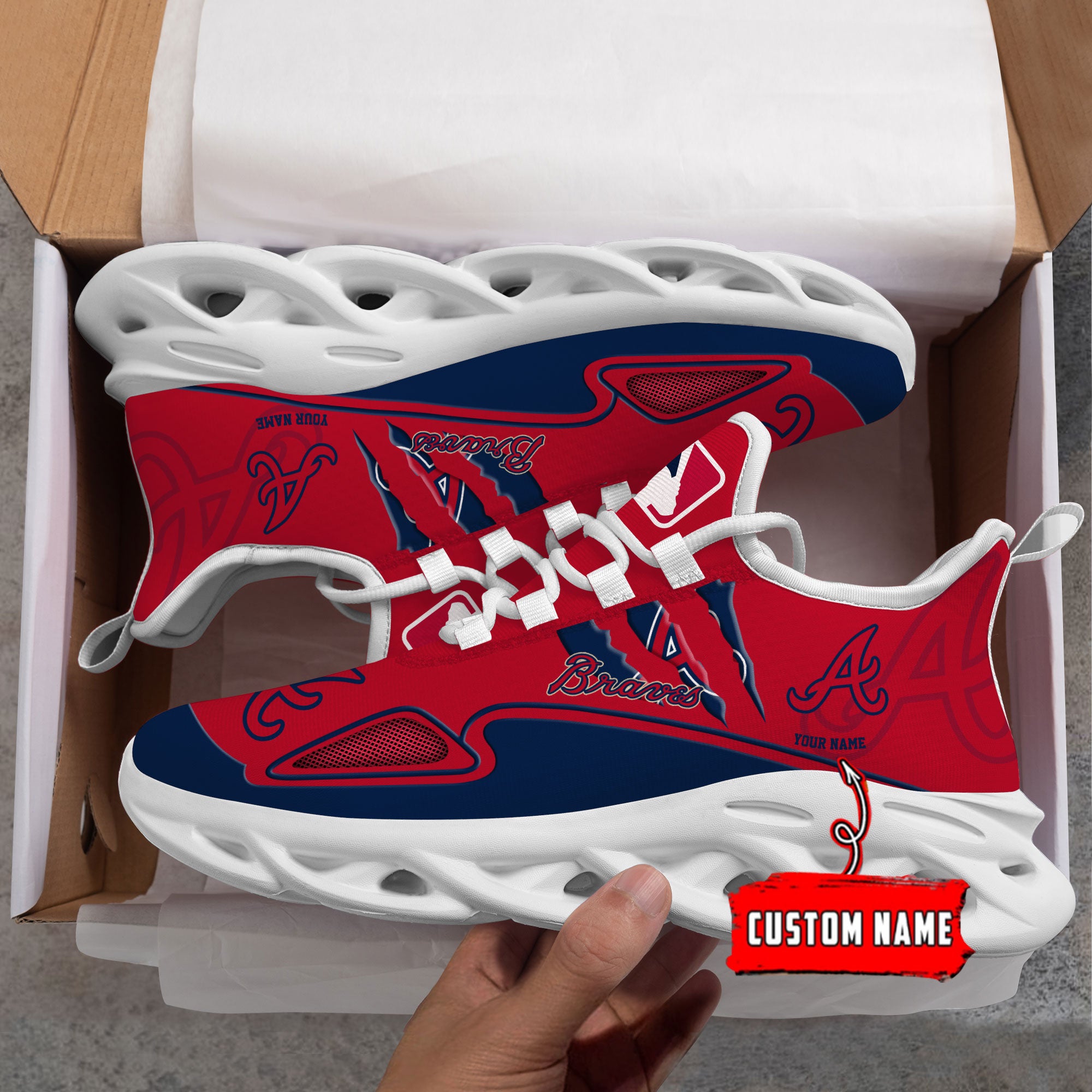 Personalized Atlanta Braves Max Soul Shoes Sneakers for Men And Women – MLB Baseball Fan Shoes, Team Sneakers - Image 6
