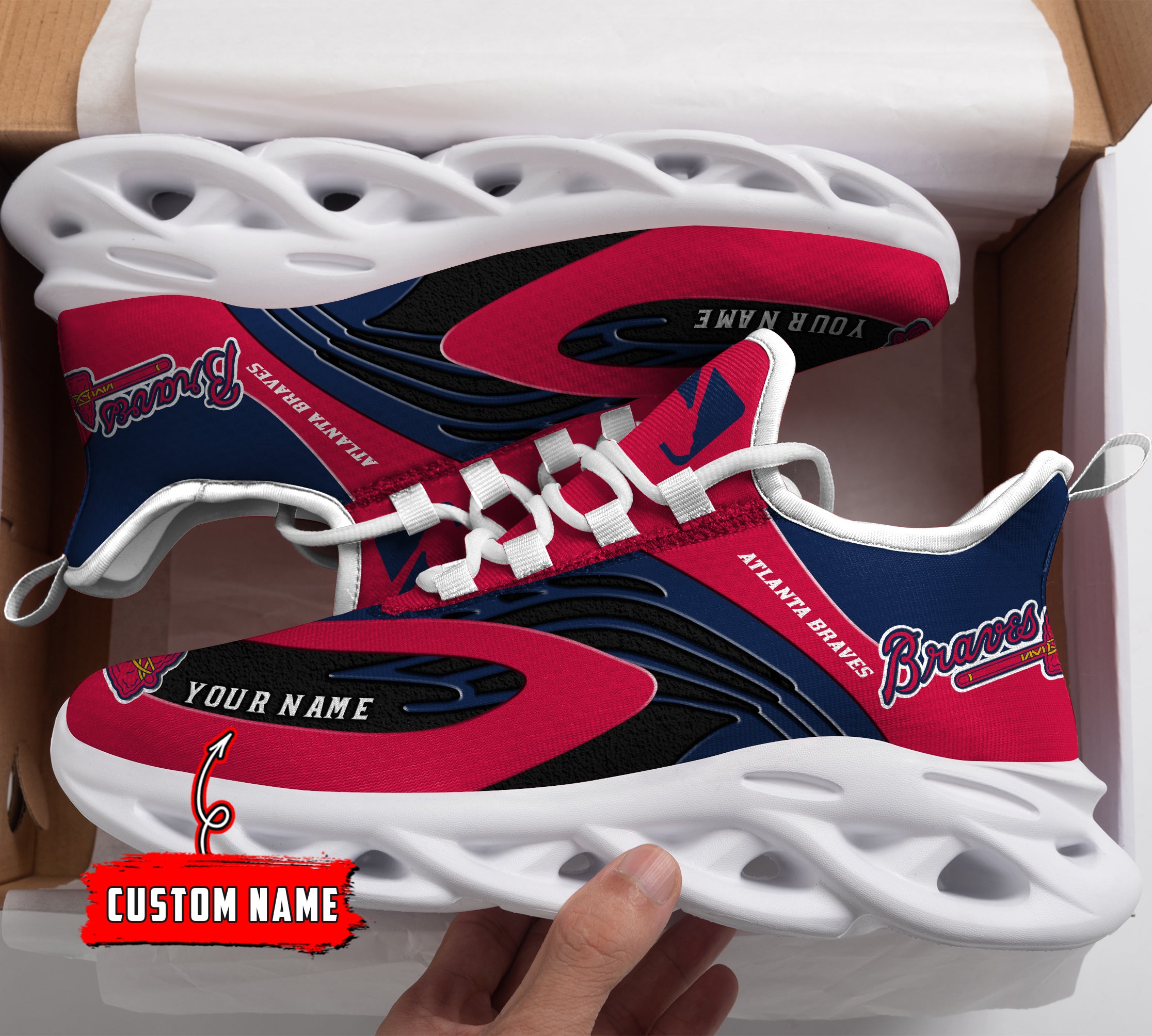 Personalized Atlanta Braves MLB Max Soul Shoes Sneakers for Men And Women – MLB Baseball Fan Shoes, Team Sneakers - Image 3