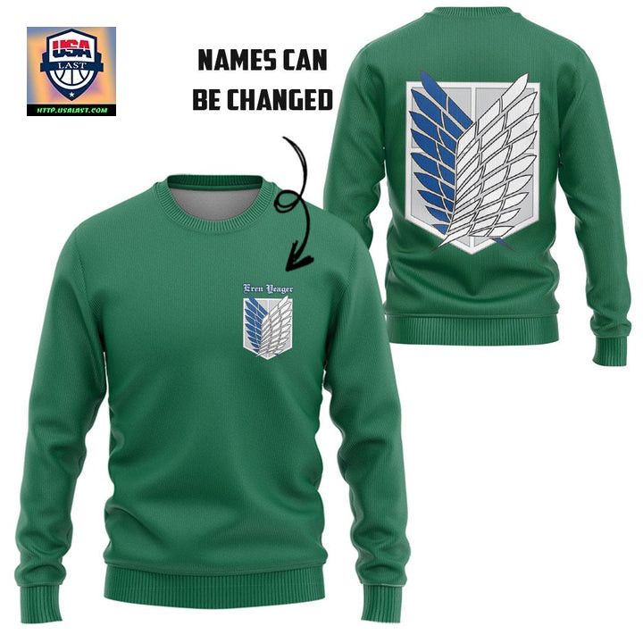 Personalized Attack On Titan Scouting Legion Ugly Christmas Sweater Green
