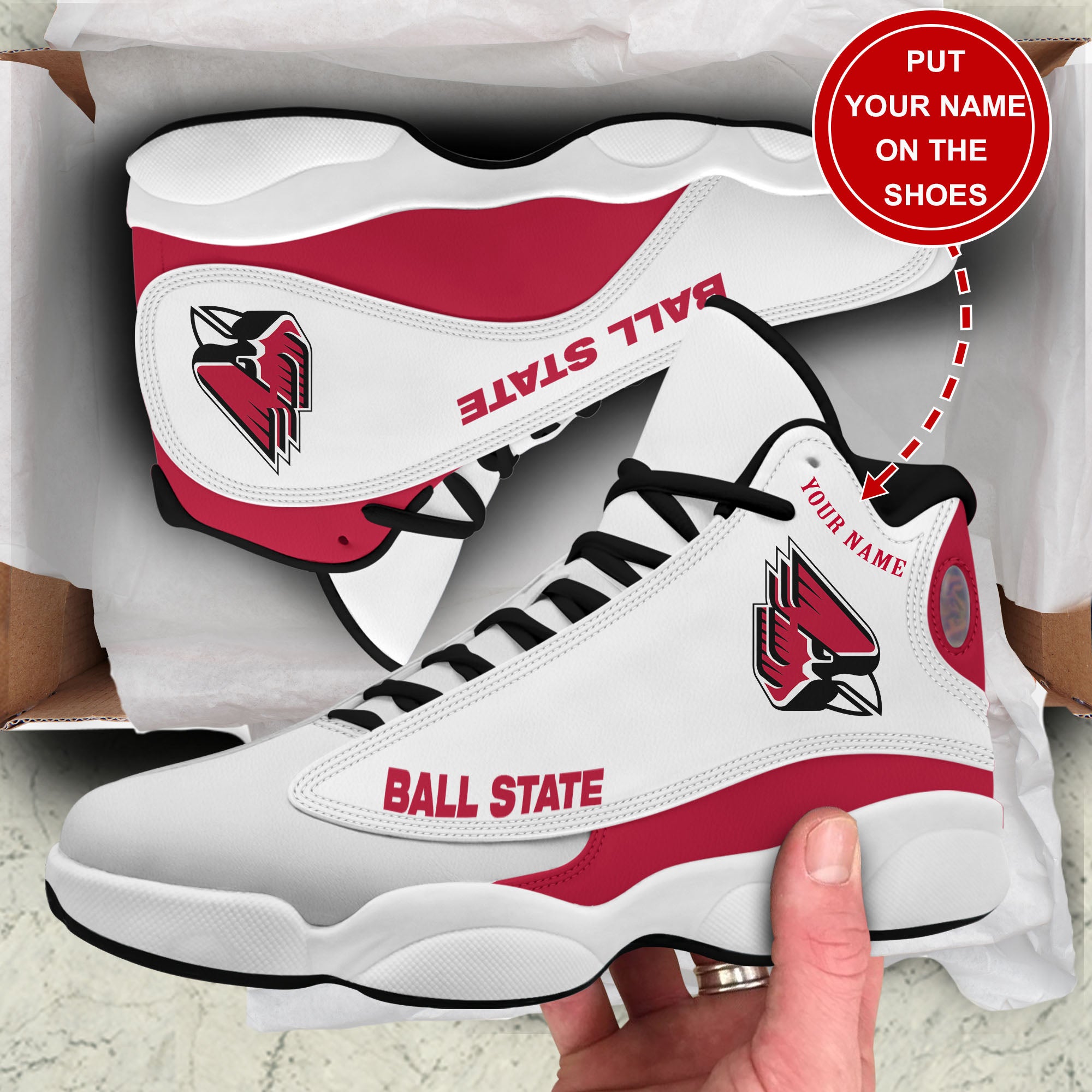 Personalized Ball State Cardinals JD13 Sneakers Shoes for Men & Women | Custom Fan Gift