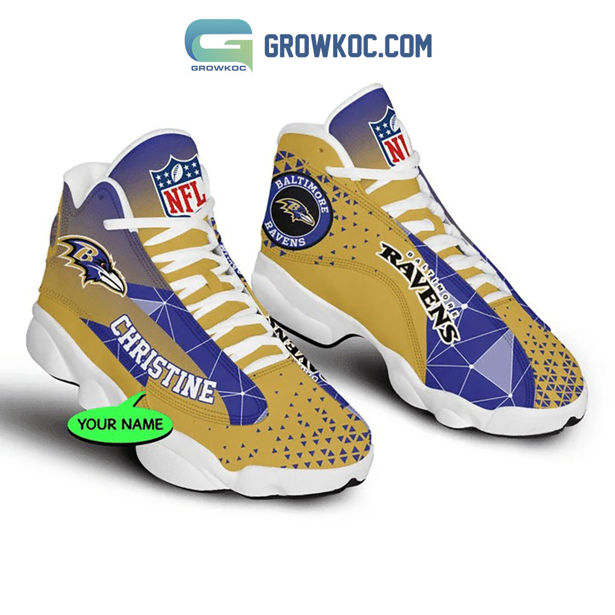 Personalized Baltimore Ravens JD13 Sneakers Shoes for Men & Women | Custom Fan Gift