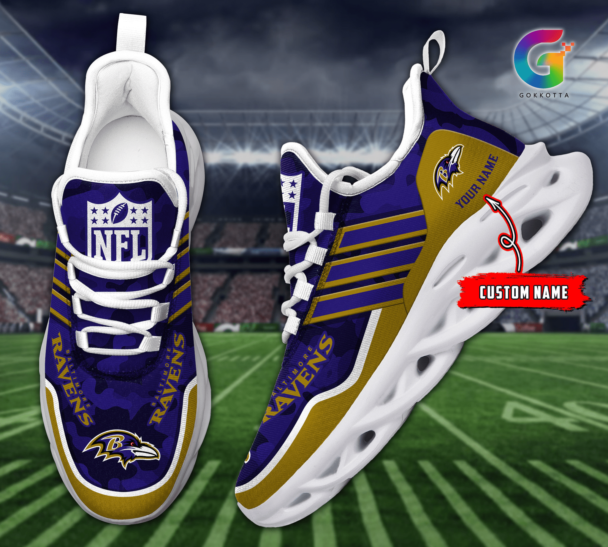 Personalized Baltimore Ravens Max Soul Shoes Sneakers for Men And Women – NFL Football Fan Shoes, Team Sneakers