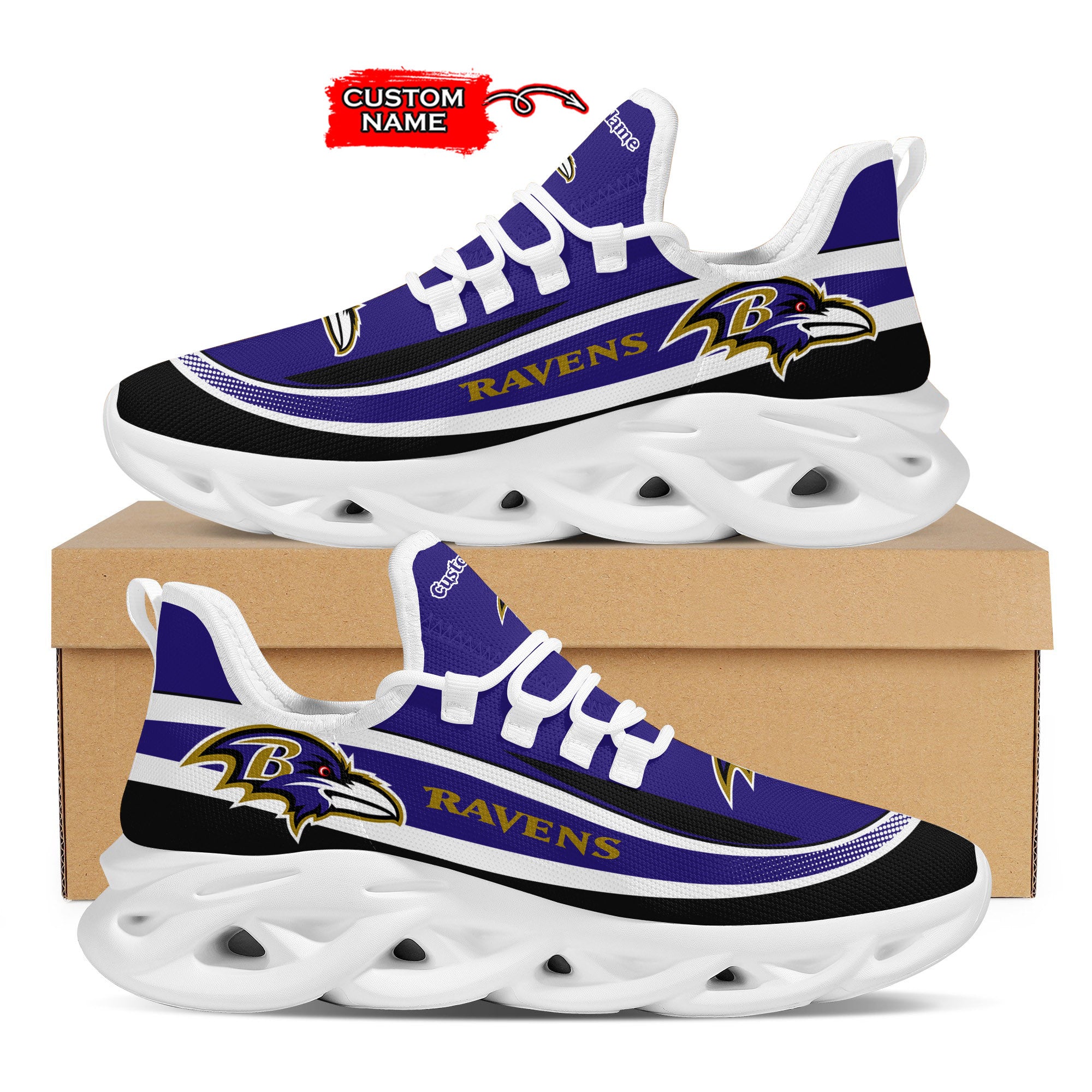 Personalized Baltimore Ravens Max Soul Shoes Sneakers for Men And Women – NFL Football Fan Shoes, Team Sneakers