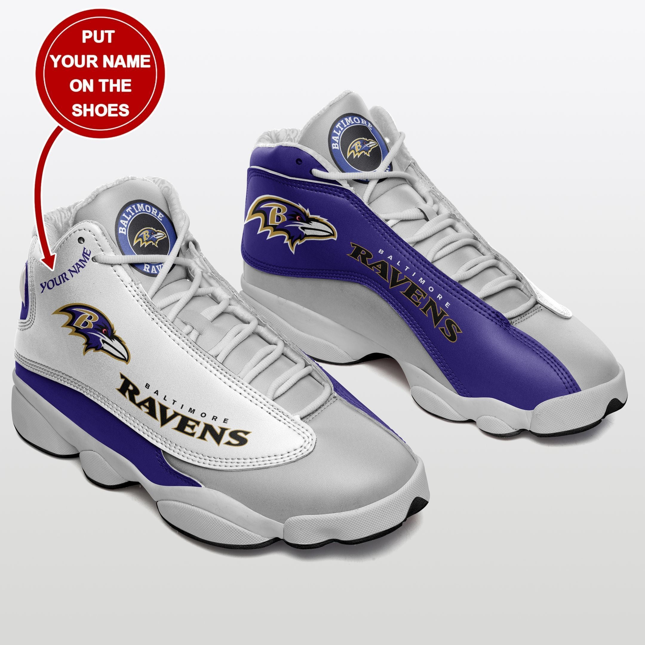 Personalized Baltimore Ravens NFL JD13 Sneakers Shoes for Men & Women | Custom Fan Gift