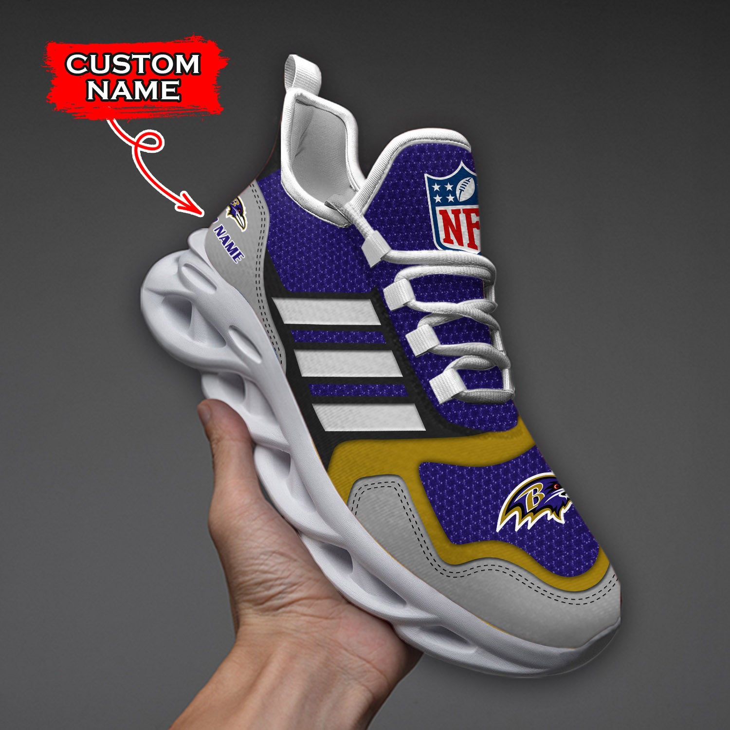 Personalized Baltimore Ravens NFL Max Soul Shoes Sneakers for Men And Women – NFL Football Fan Shoes, Team Sneakers