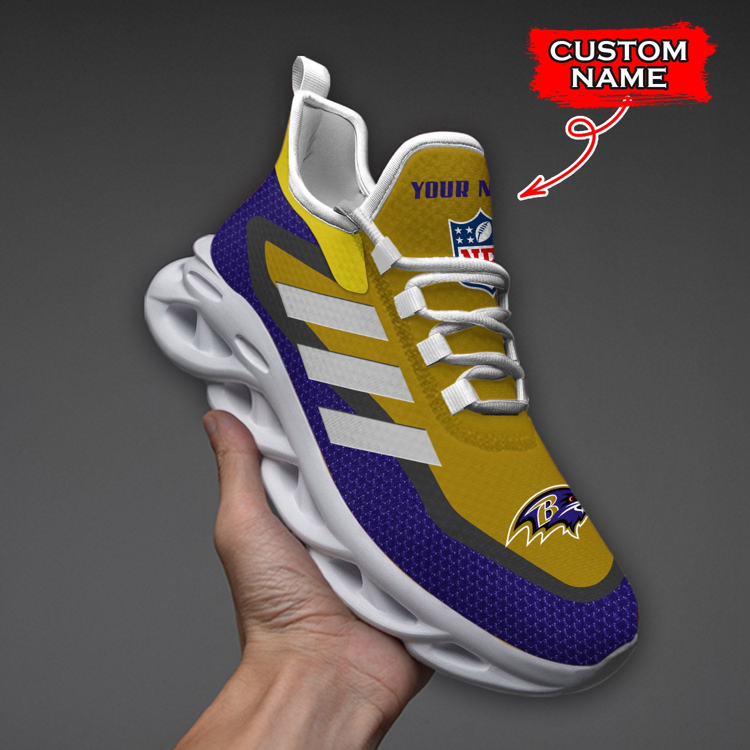 Personalized Baltimore Ravens NFL Max Soul Shoes Sneakers for Men And Women – NFL Football Fan Shoes, Team Sneakers