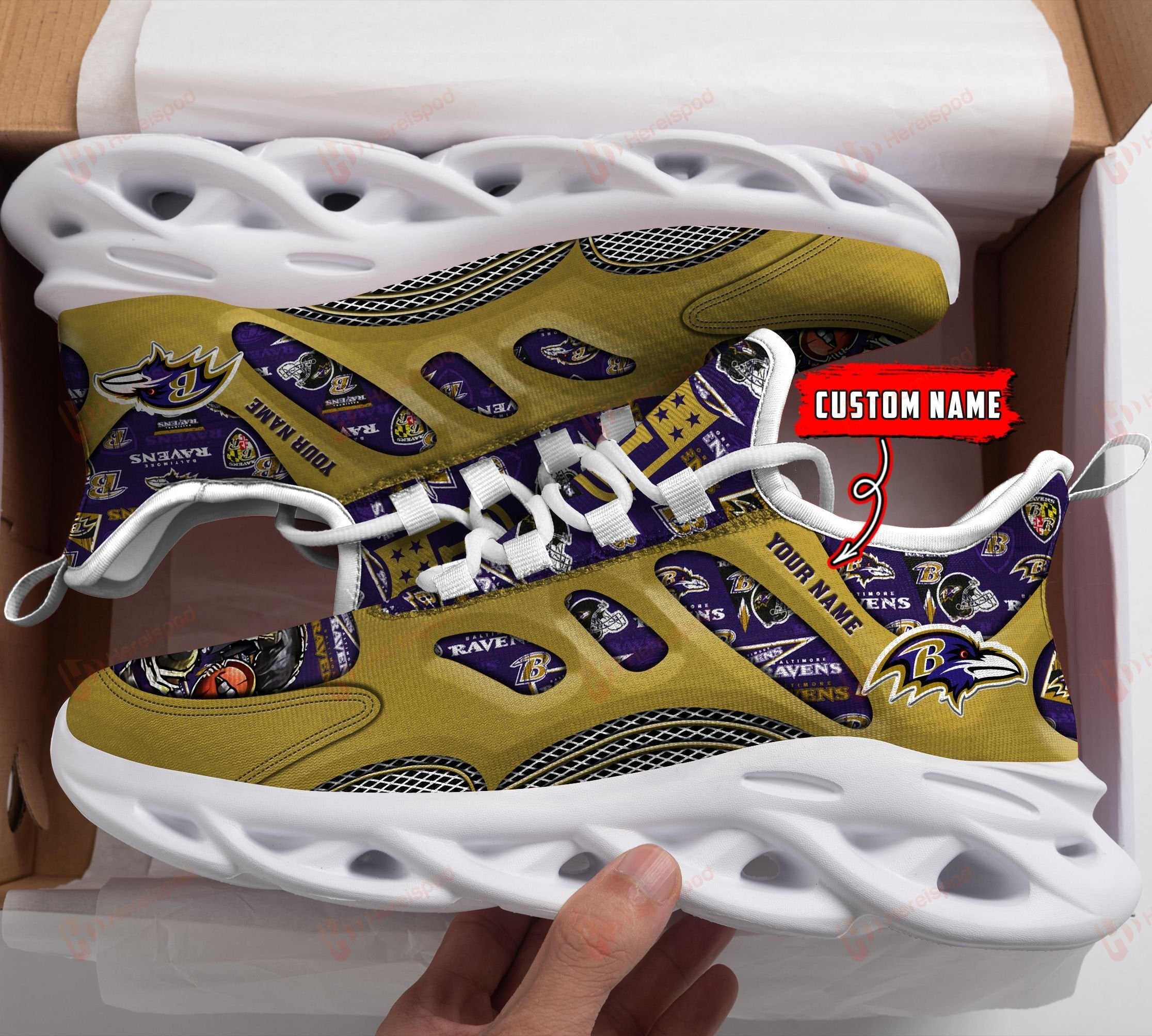 Personalized Baltimore Ravens NFL Max Soul Shoes Sneakers for Men And Women – NFL Football Fan Shoes, Team Sneakers