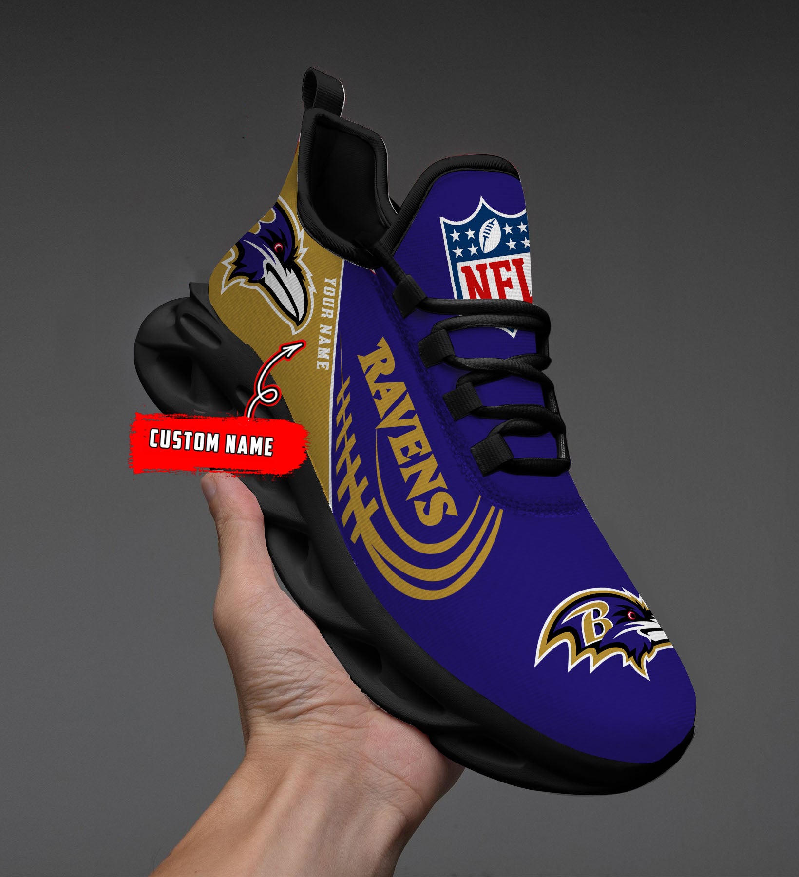 Personalized Baltimore Ravens NFL Max Soul Shoes Sneakers for Men And Women – NFL Football Fan Shoes, Team Sneakers