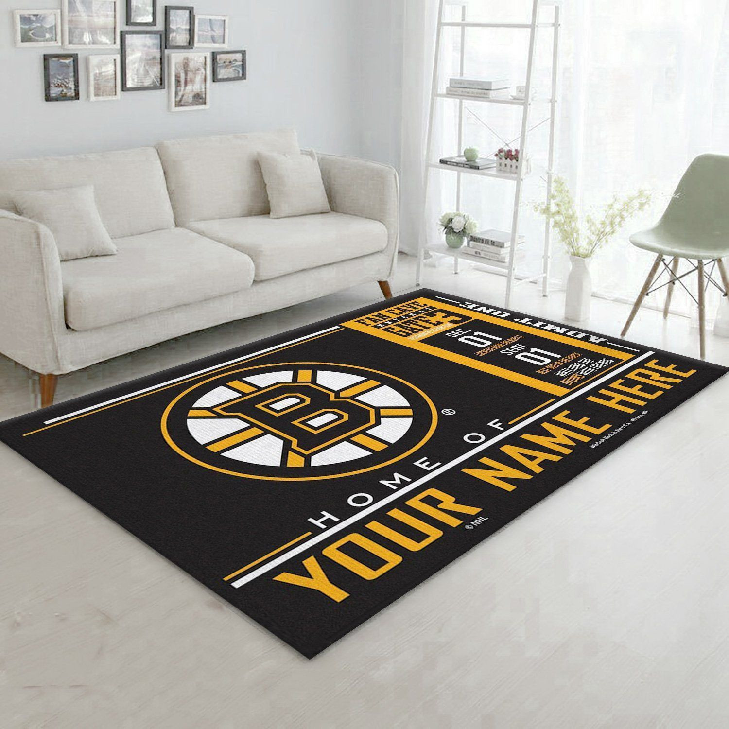 Personalized Boston Bruins Wincraft Personalized Rectangle Area Rug – Full Print Carpet For Living Room & Bedroom Home Decor