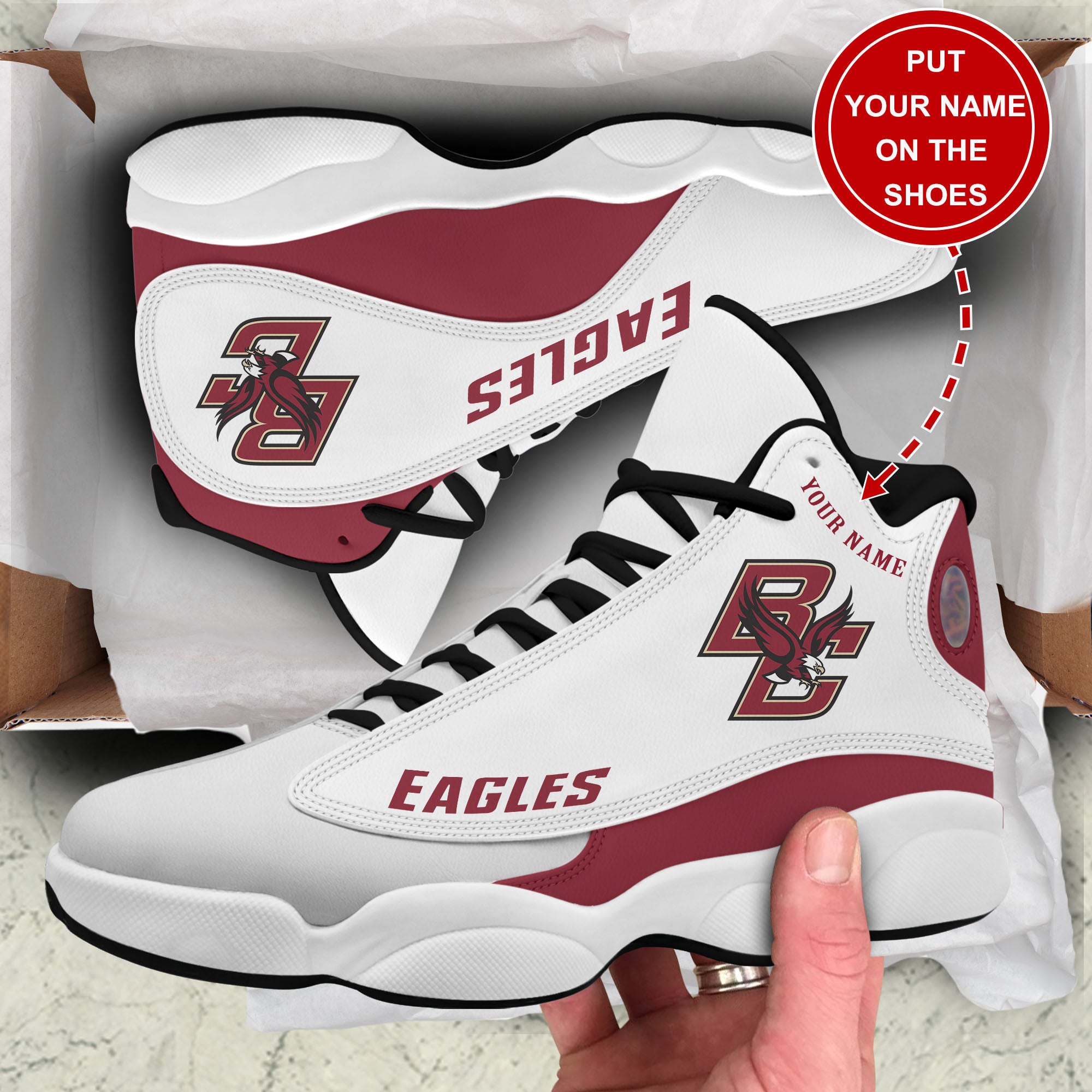 Personalized Boston College Eagles JD13 Sneakers Shoes for Men & Women | Custom Fan Gift
