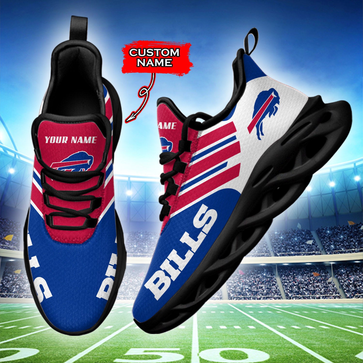 Personalized Buffalo Bills NFL Max Soul Shoes Sneakers for Men And Women – NFL Football Fan Shoes, Team Sneakers - Image 3