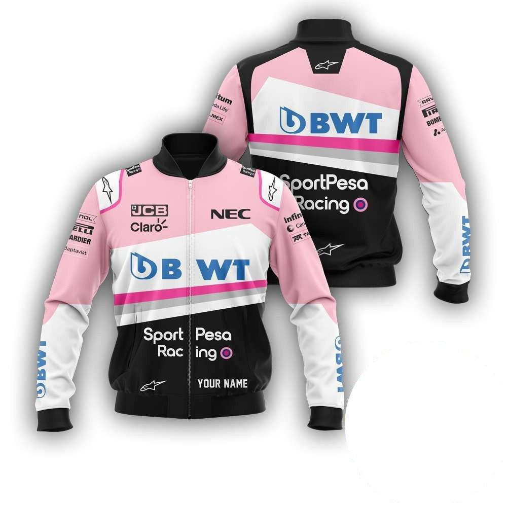 Personalized Bwt Racing Point F1 Team Bomber Jacket | Streetwear Jacket for Men & Women | Fan Gift