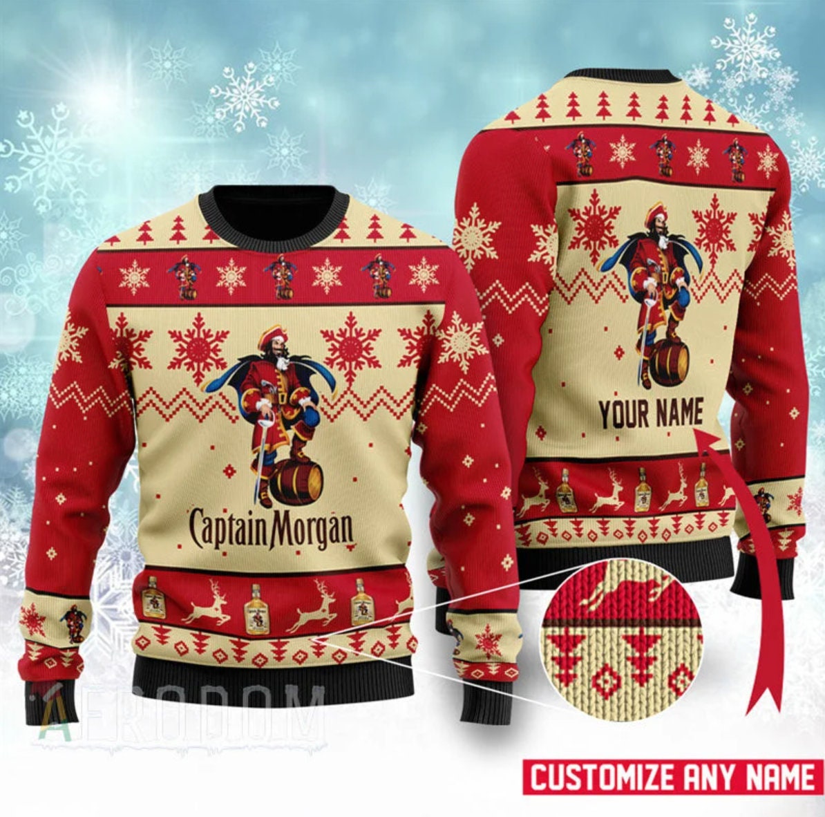 Personalized Captain Morgan Christmas Sweater Knitted Ugly Christmas Sweater