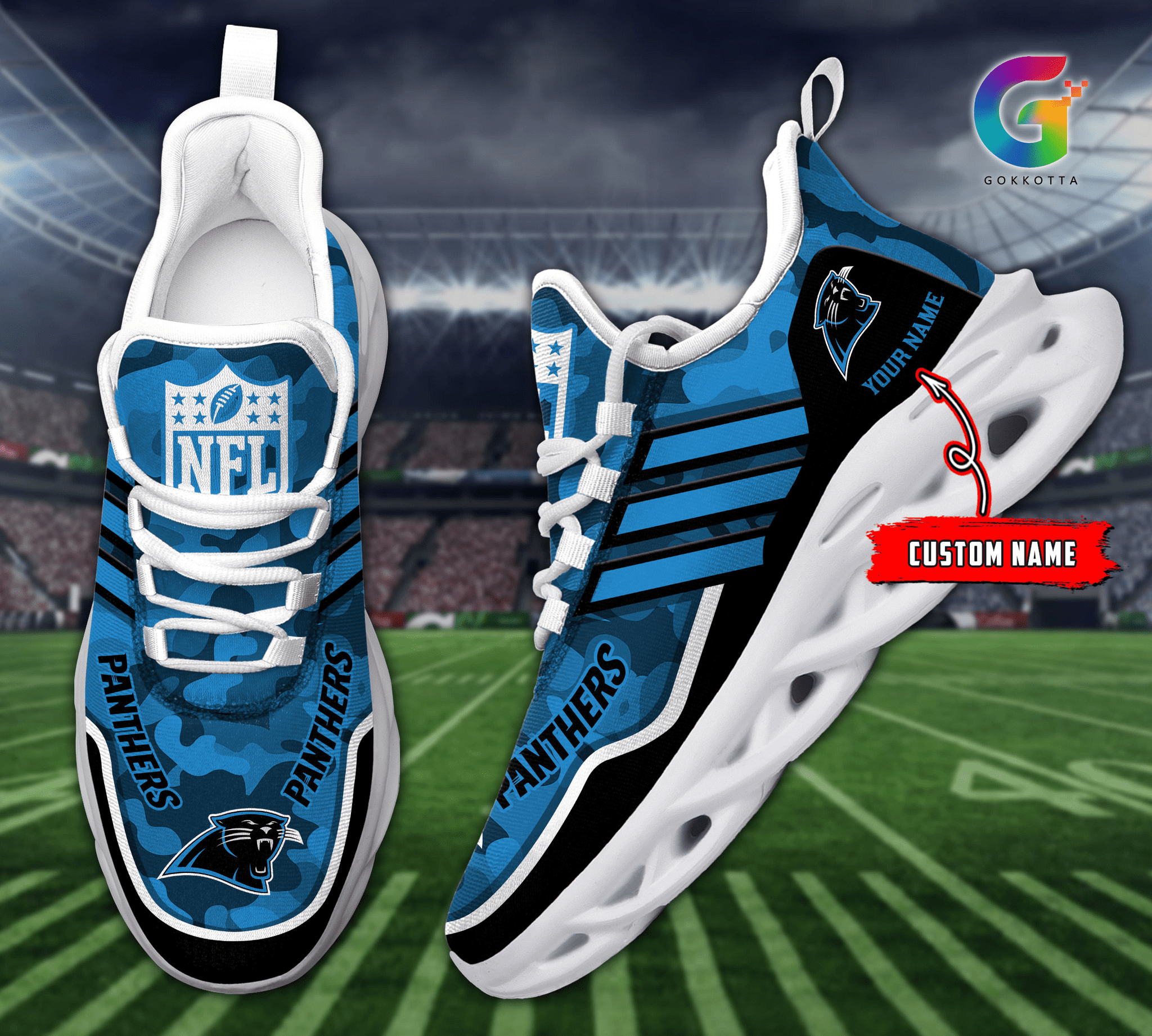 Personalized Carolina Panthers Max Soul Shoes Sneakers for Men And Women – NFL Football Fan Shoes, Team Sneakers