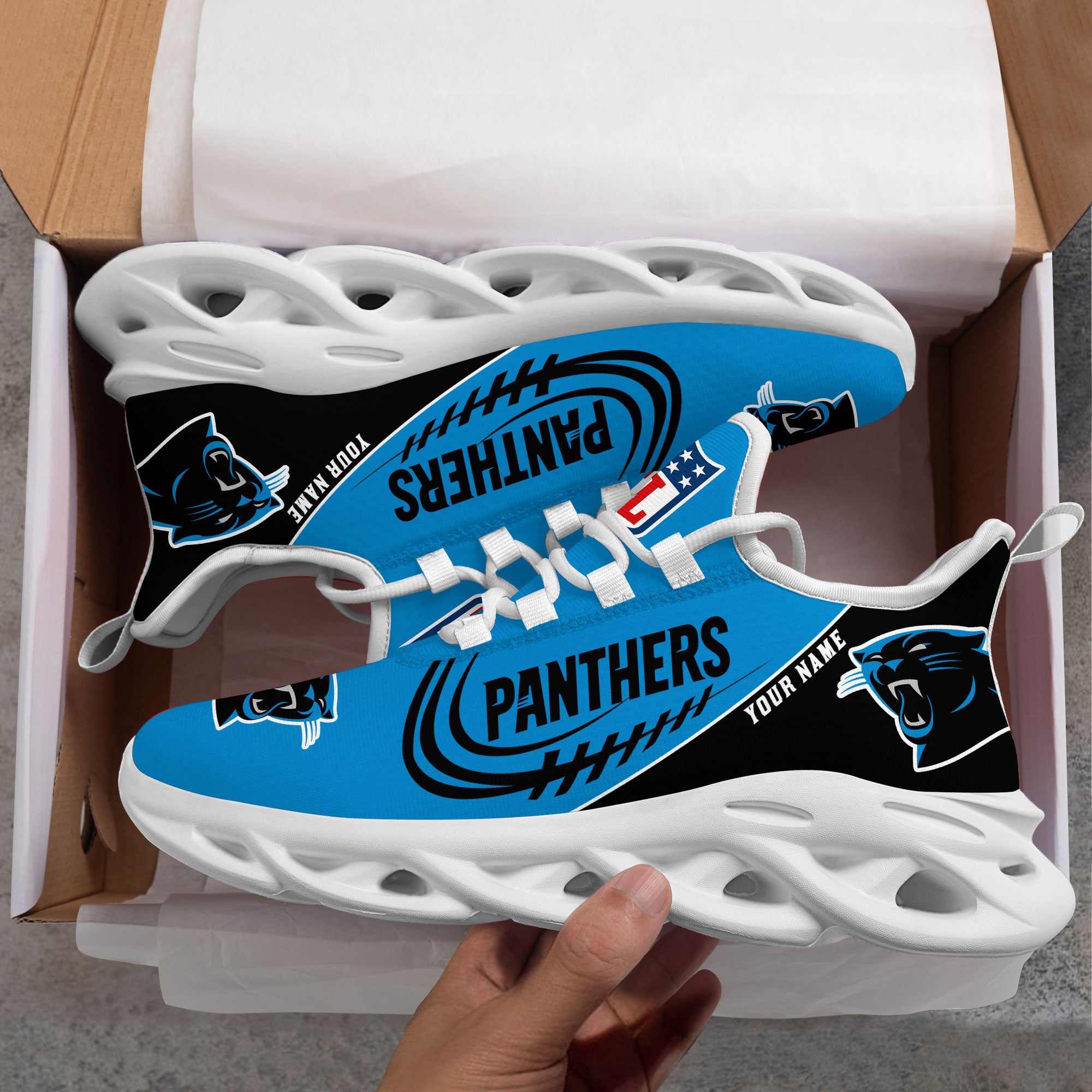 Personalized Carolina Panthers NFL Max Soul Shoes Sneakers for Men And Women – NFL Football Fan Shoes, Team Sneakers - Image 4