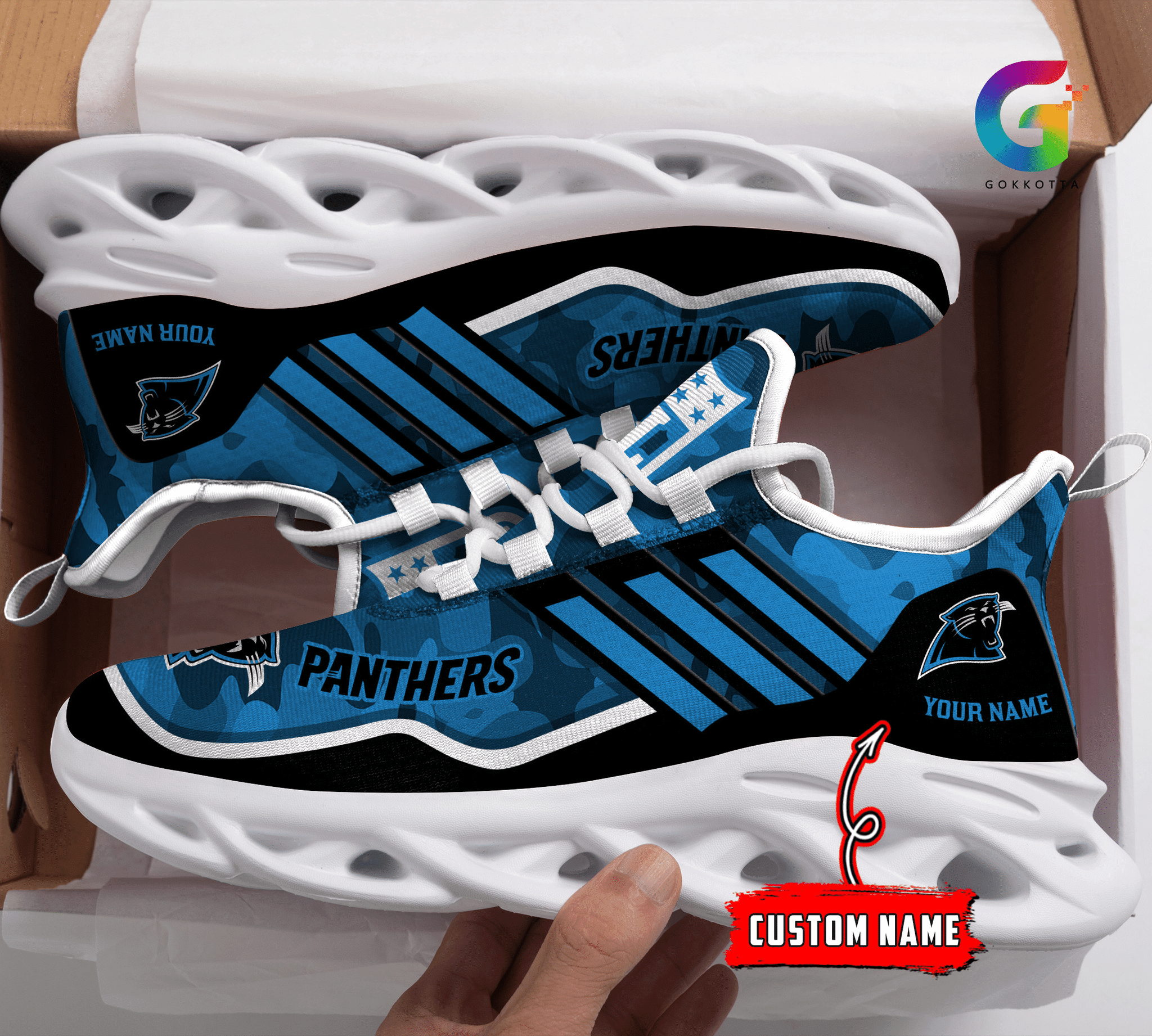 Personalized Carolina Panthers NFL Max Soul Shoes Sneakers for Men And Women – NFL Football Fan Shoes, Team Sneakers