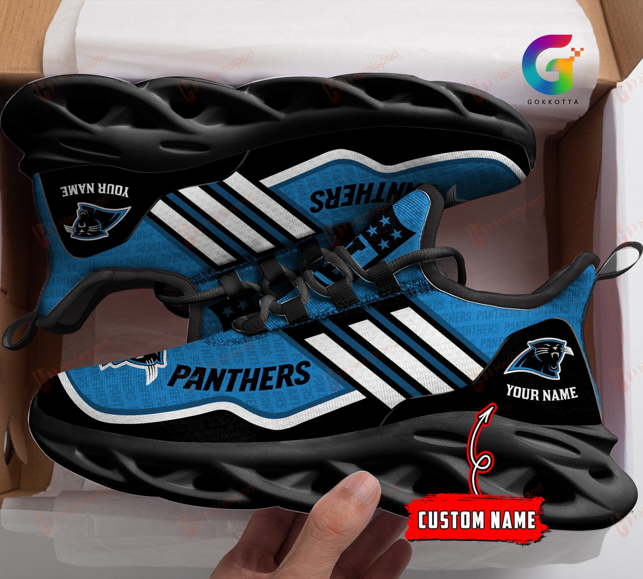 Personalized Carolina Panthers NFL Max Soul Shoes Sneakers for Men And Women – NFL Football Fan Shoes, Team Sneakers