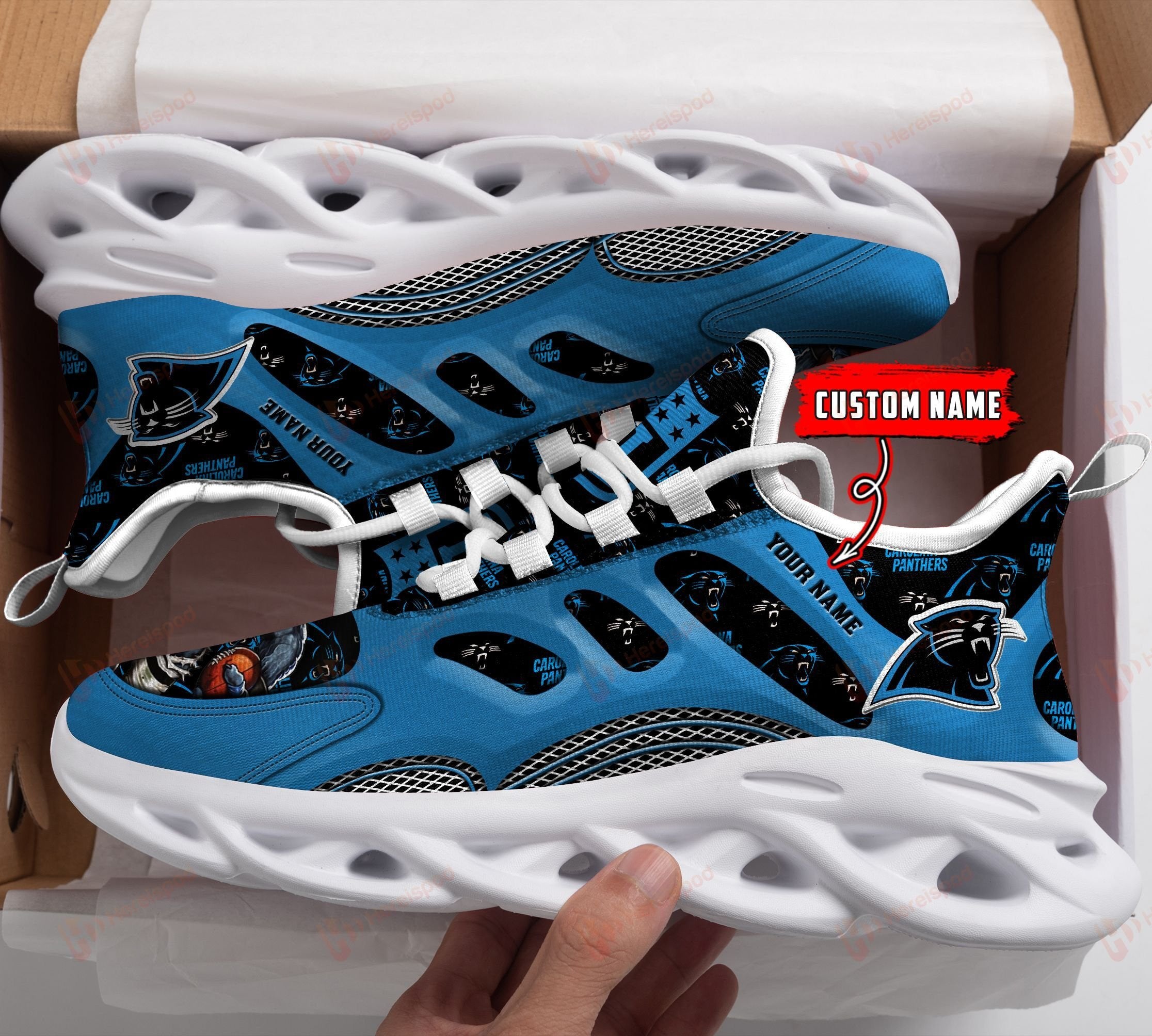 Personalized Carolina Panthers NFL Max Soul Shoes Sneakers for Men And Women – NFL Football Fan Shoes, Team Sneakers