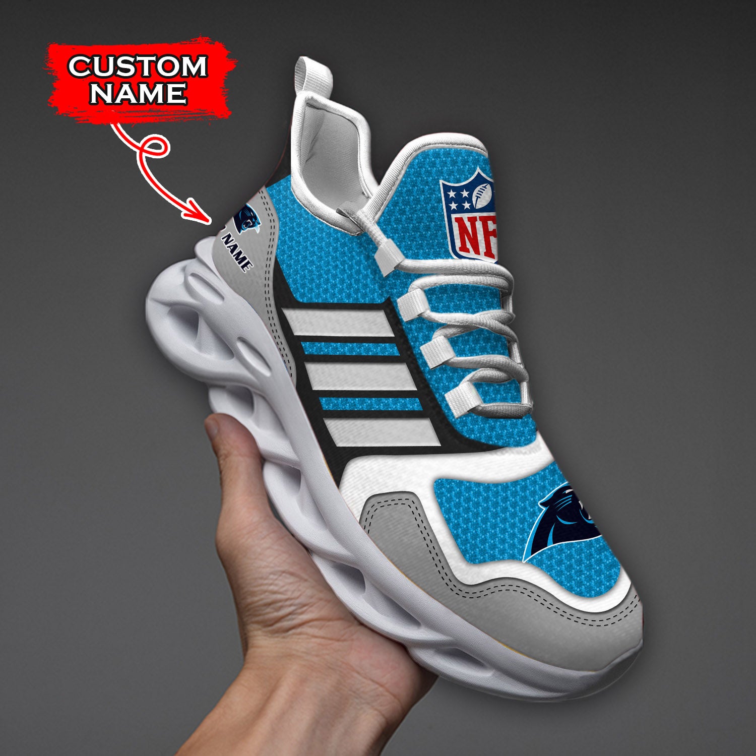 Personalized Carolina Panthers NFL Max Soul Shoes Sneakers for Men And Women – NFL Football Fan Shoes, Team Sneakers