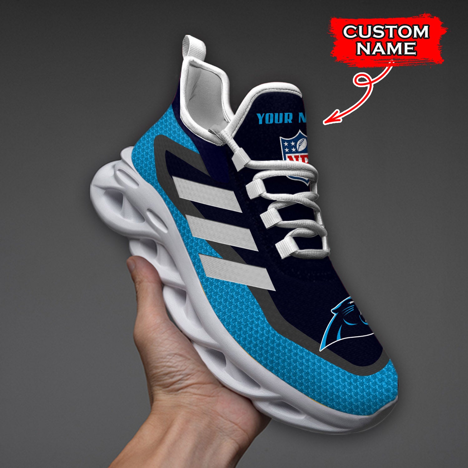 Personalized Carolina Panthers NFL Max Soul Shoes Sneakers for Men And Women – NFL Football Fan Shoes, Team Sneakers