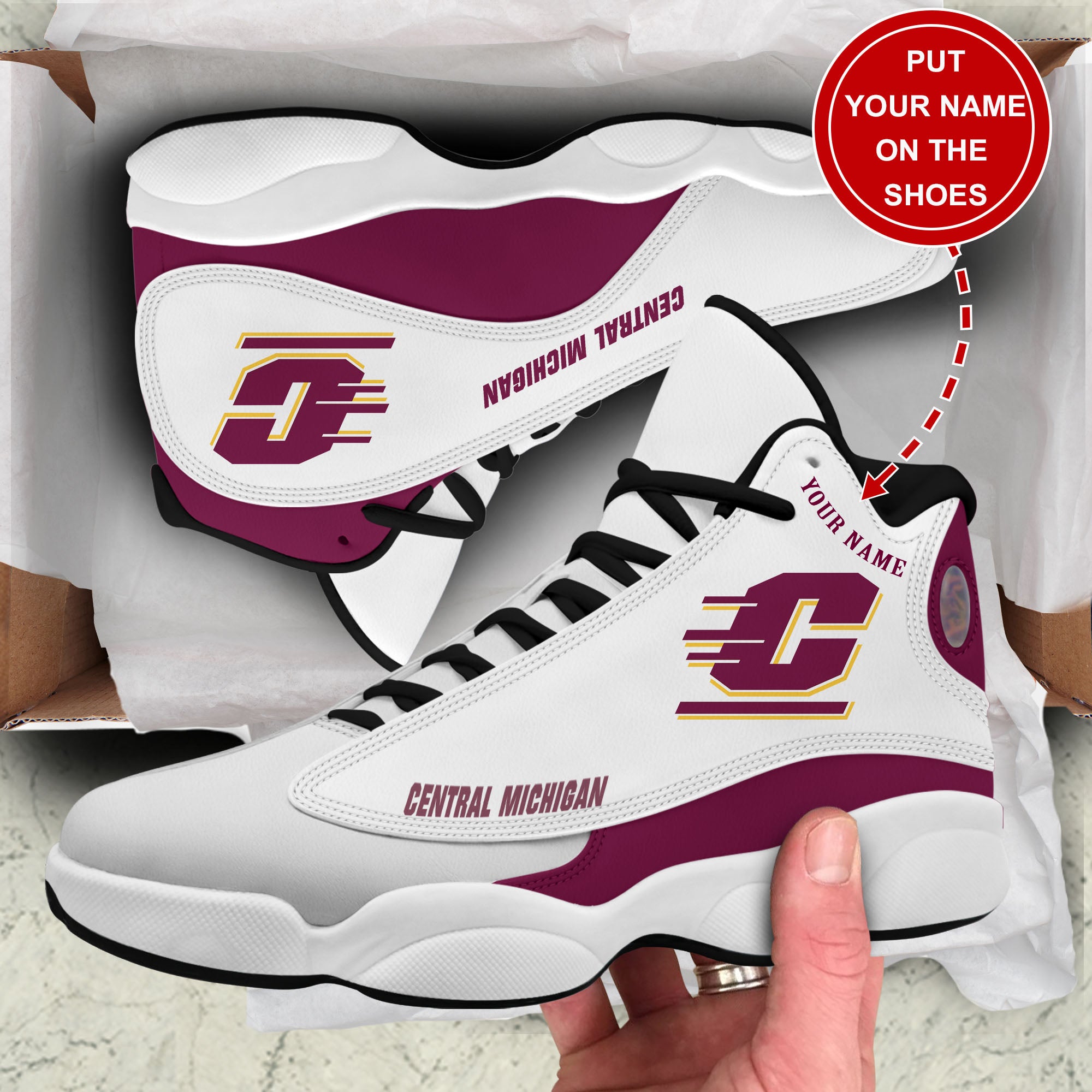 Personalized Central Michigan Chippewas JD13 Sneakers Shoes for Men & Women | Custom Fan Gift