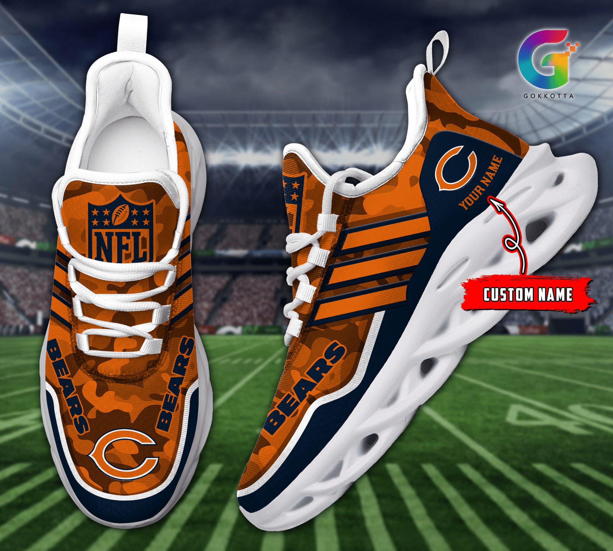 Personalized Chicago Bears Max Soul Shoes Sneakers for Men And Women – NFL Football Fan Shoes, Team Sneakers