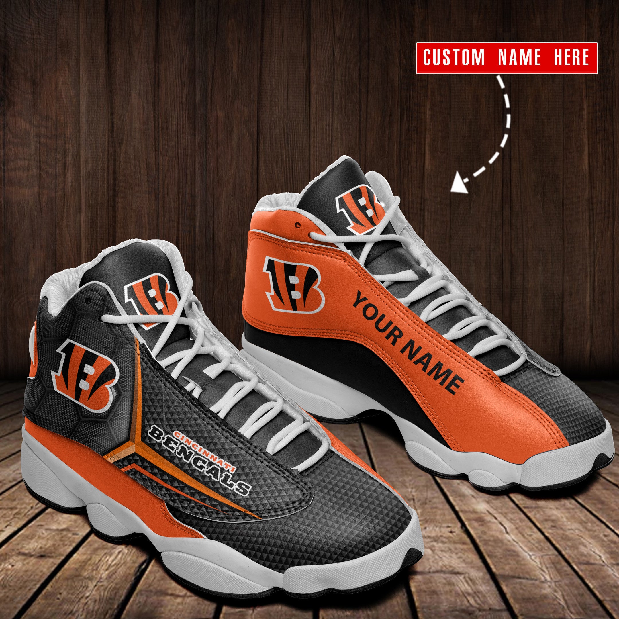 Personalized Cincinnati Bengals NFL JD13 Sneakers Shoes for Men & Women | Custom Fan Gift