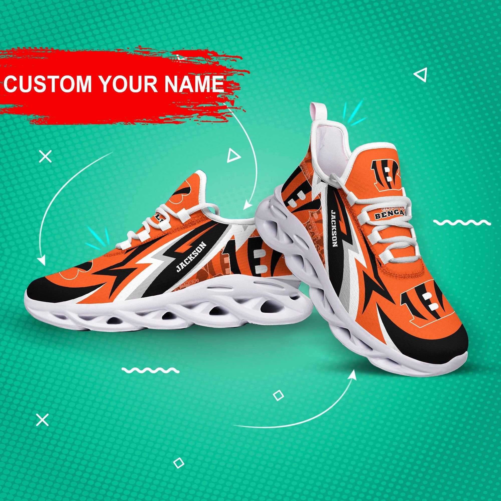 Personalized Cincinnati Bengals NFL Max Soul Shoes Sneakers for Men And Women – NFL Football Fan Shoes, Team Sneakers - Image 3