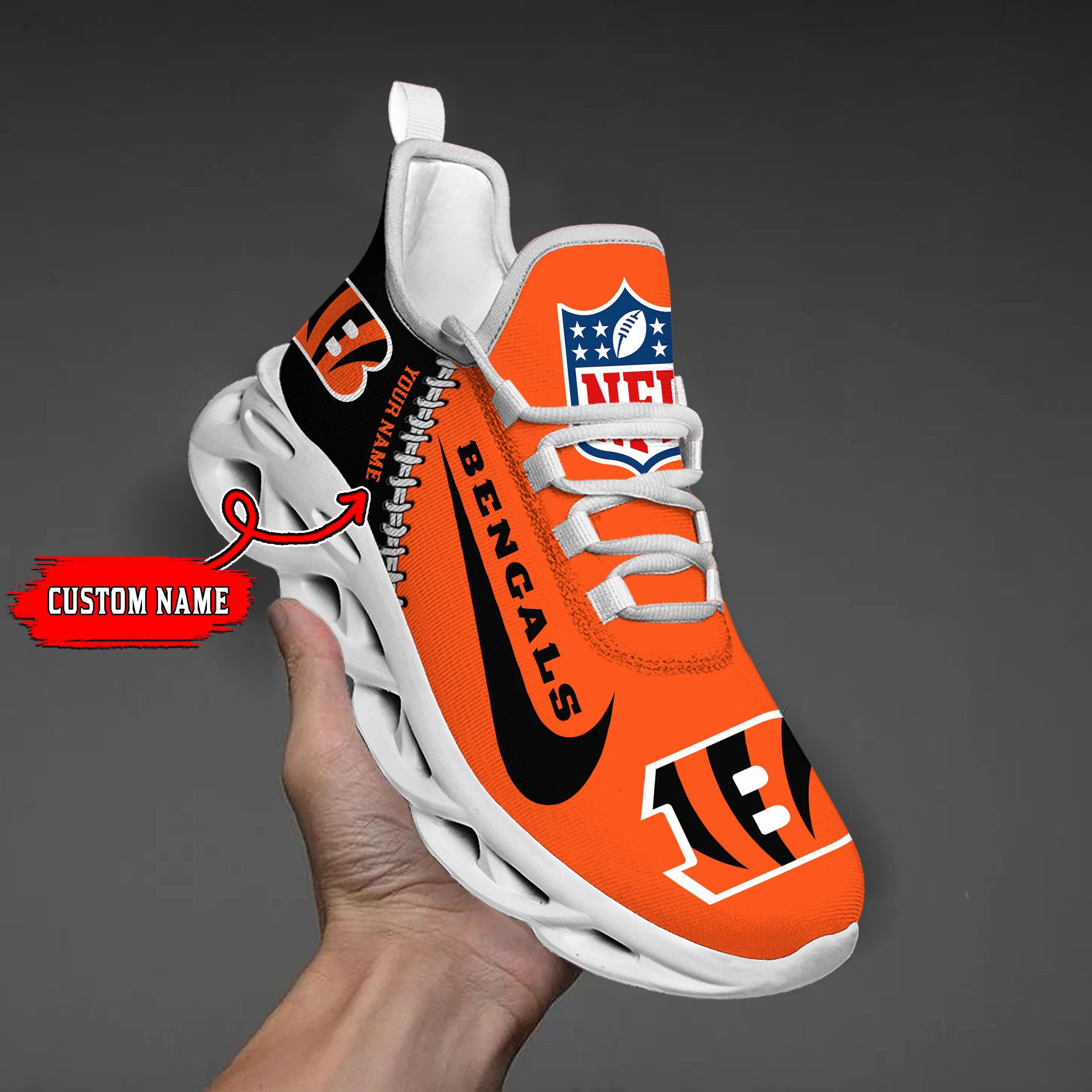 Personalized Cincinnati Bengals NFL Max Soul Shoes Sneakers for Men And Women – NFL Football Fan Shoes, Team Sneakers