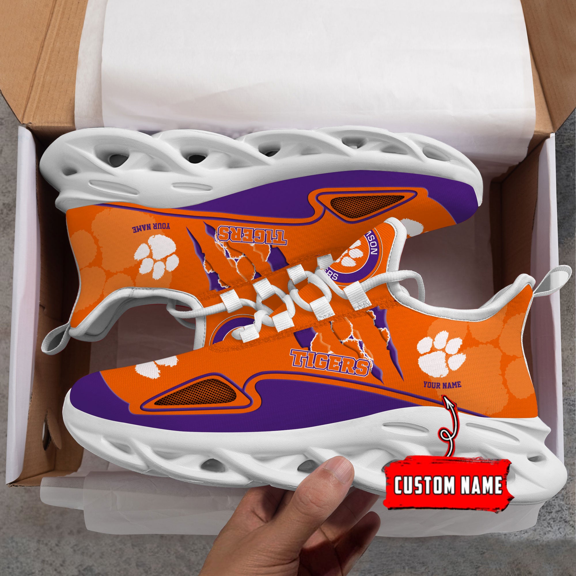 Personalized Clemson Tigers Max Soul Shoes Sneakers for Men And Women – MLB Baseball Fan Shoes, Team Sneakers - Image 6