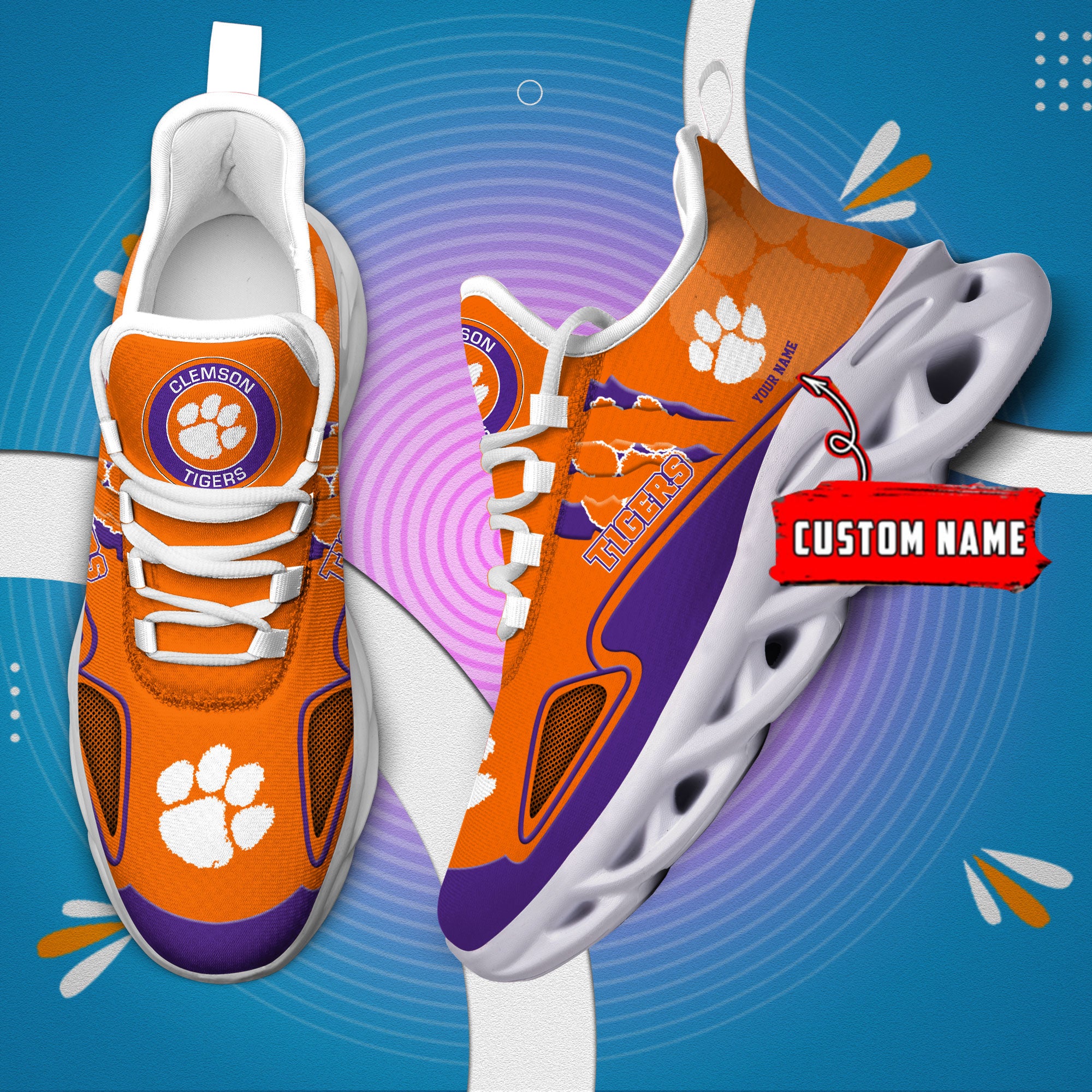 Personalized Clemson Tigers Max Soul Shoes Sneakers for Men And Women – MLB Baseball Fan Shoes, Team Sneakers - Image 4