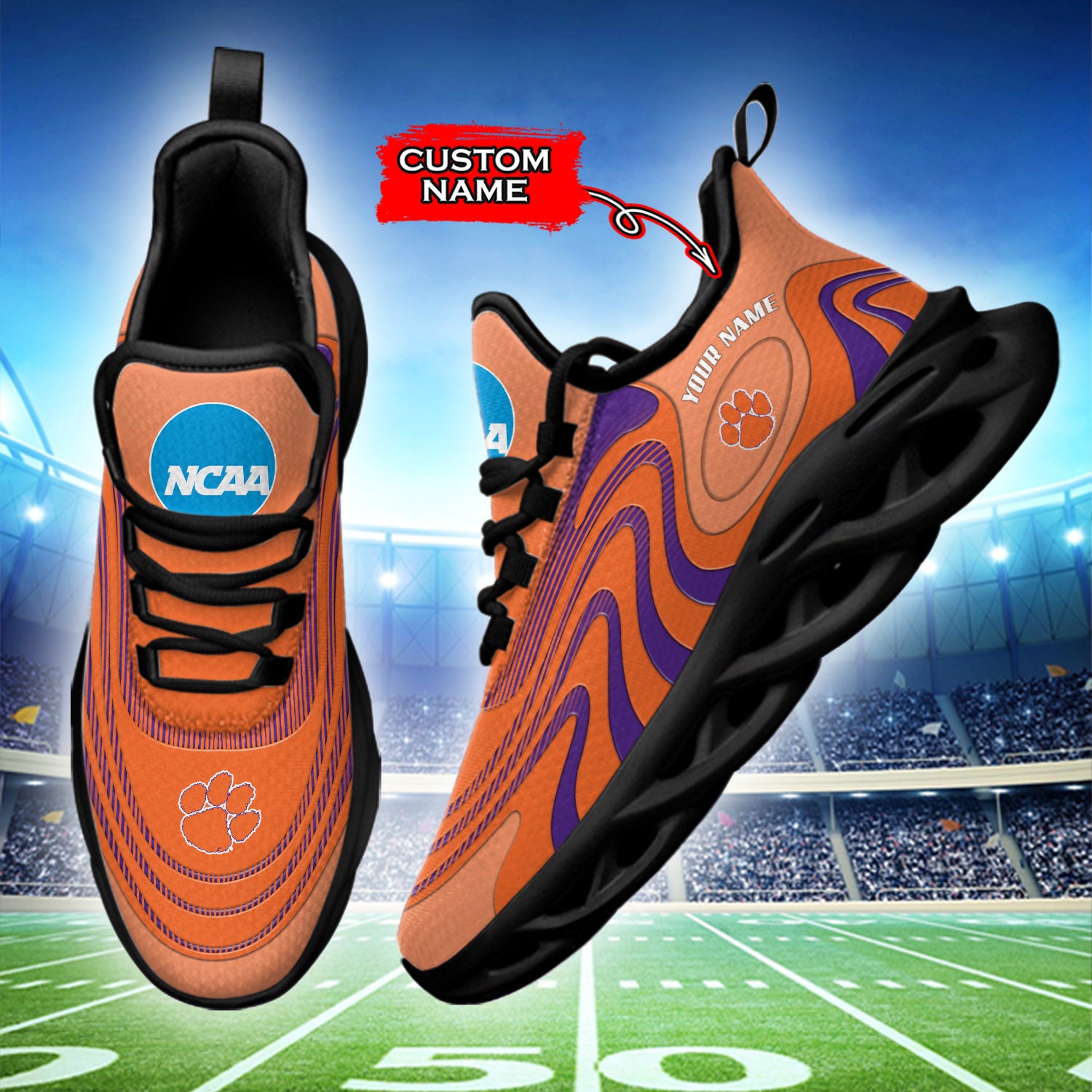 Personalized Clemson Tigers NCAA Max Soul Shoes Sneakers for Men And Women – NCAA Fan Shoes, Team Sneakers - Image 3