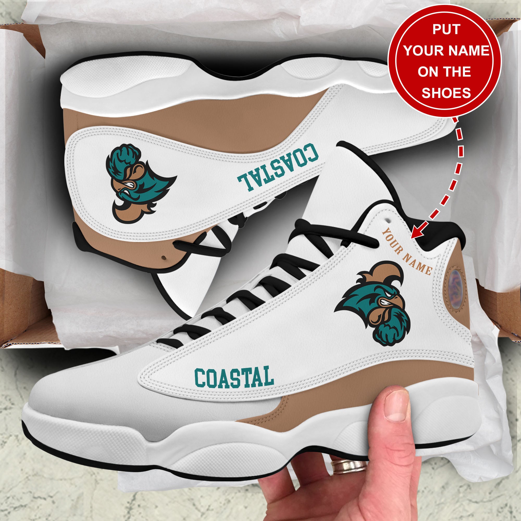Personalized Coastal Carolina Chanticleers JD13 Sneakers Shoes for Men & Women | Custom Fan Gift