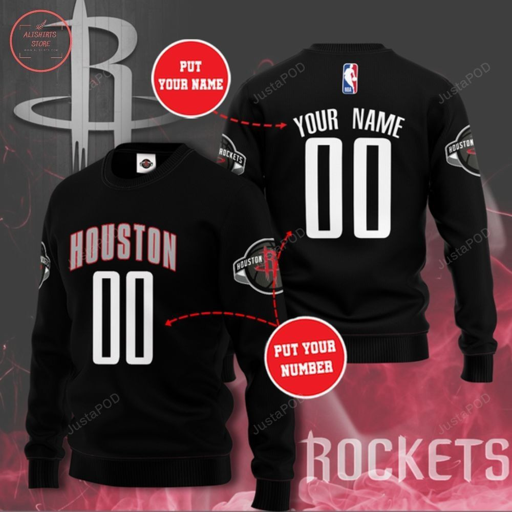 Personalized Custom Name And Number Houston Rockets Ugly Christmas Sweater, Perfect Holiday Gift