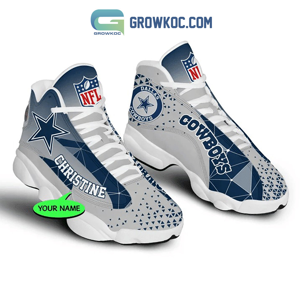 Personalized Dallas Cowboys JD13 Sneakers Shoes for Men & Women | Custom Fan Gift