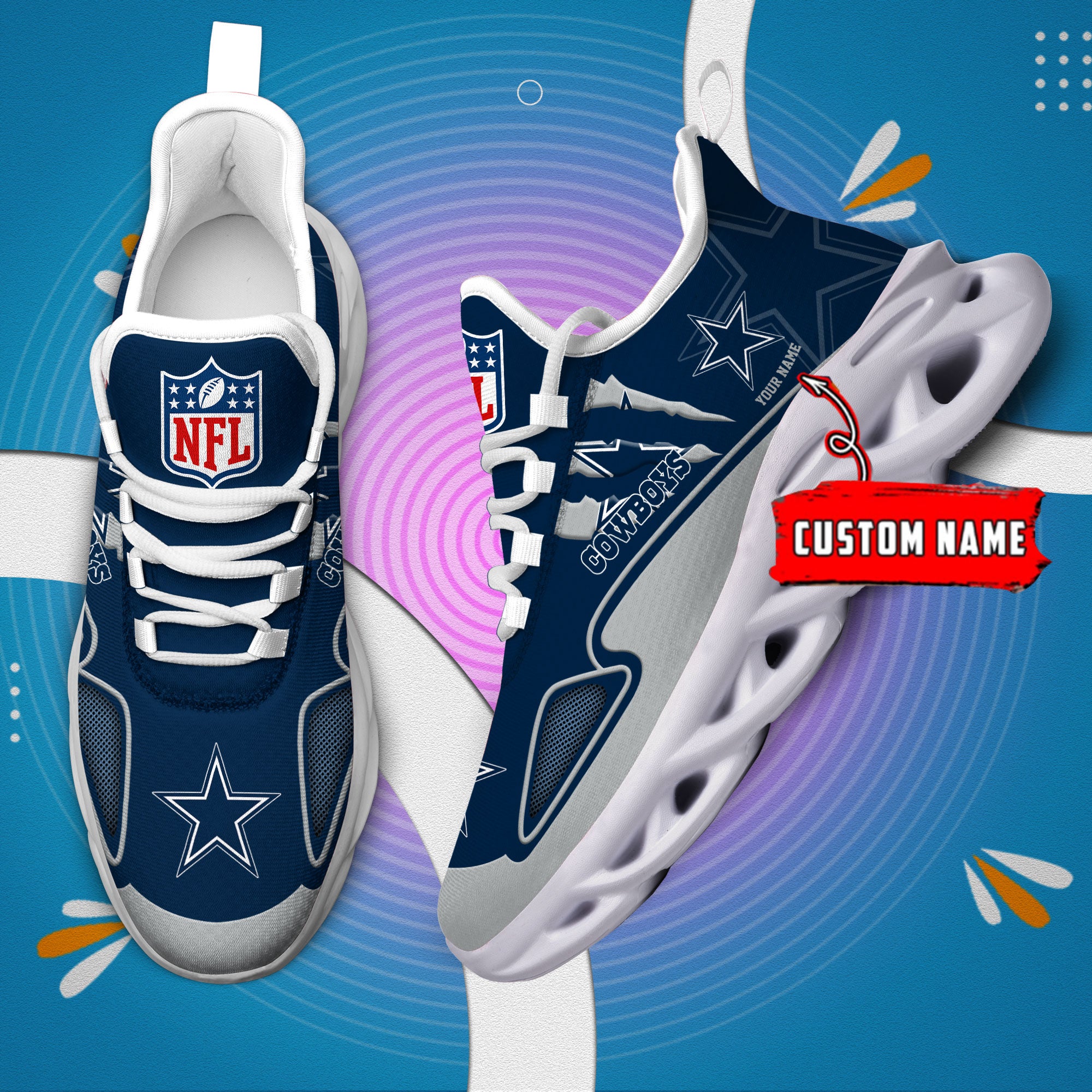 Personalized Dallas Cowboys Max Soul Shoes Sneakers for Men And Women – NFL Football Fan Shoes, Team Sneakers - Image 4