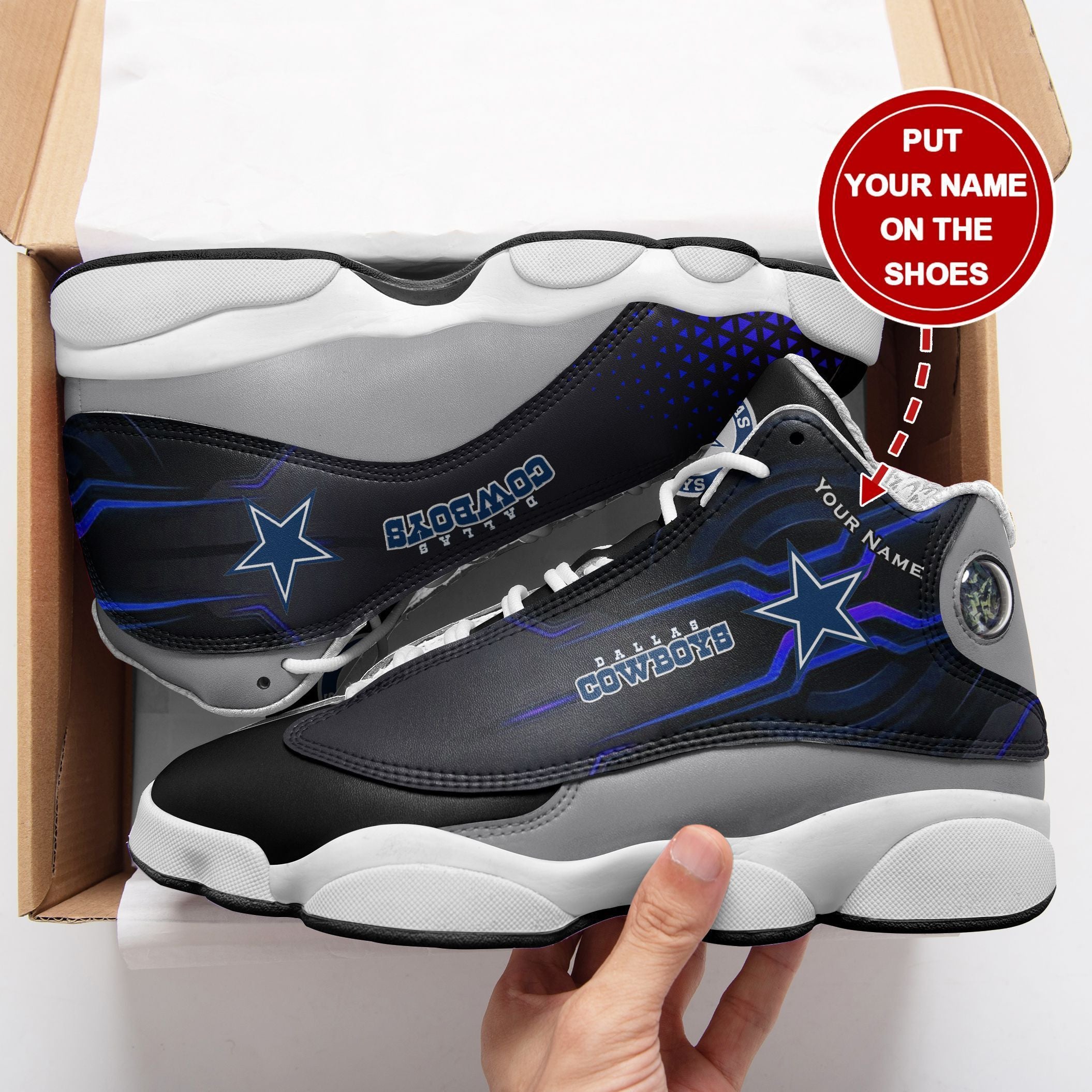 Personalized Dallas Cowboys NFL JD13 Sneakers Shoes for Men & Women | Custom Fan Gift