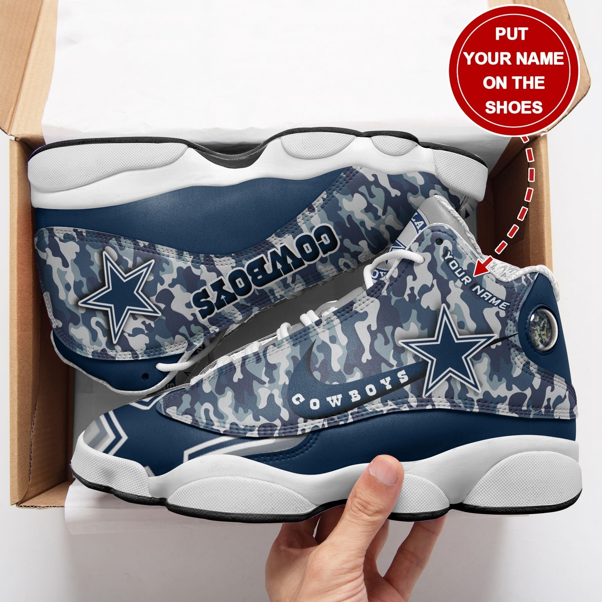 Personalized Dallas Cowboys NFL JD13 Sneakers Shoes for Men & Women | Custom Fan Gift