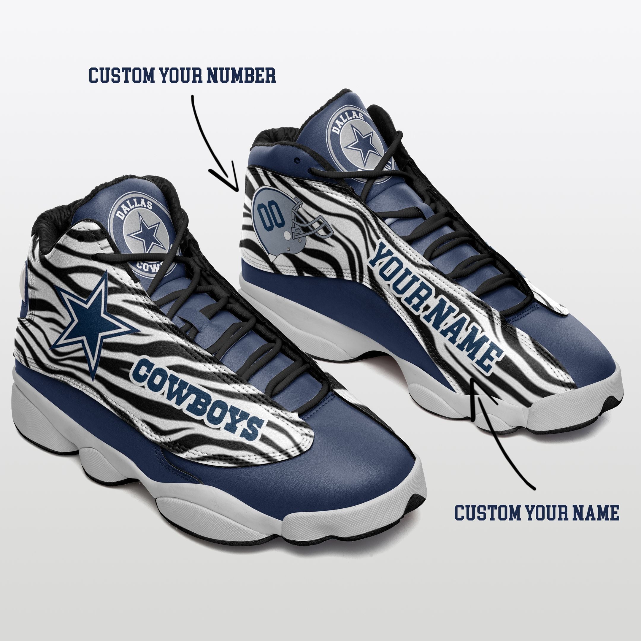 Personalized Dallas Cowboys NFL JD13 Sneakers Shoes for Men & Women | Custom Fan Gift