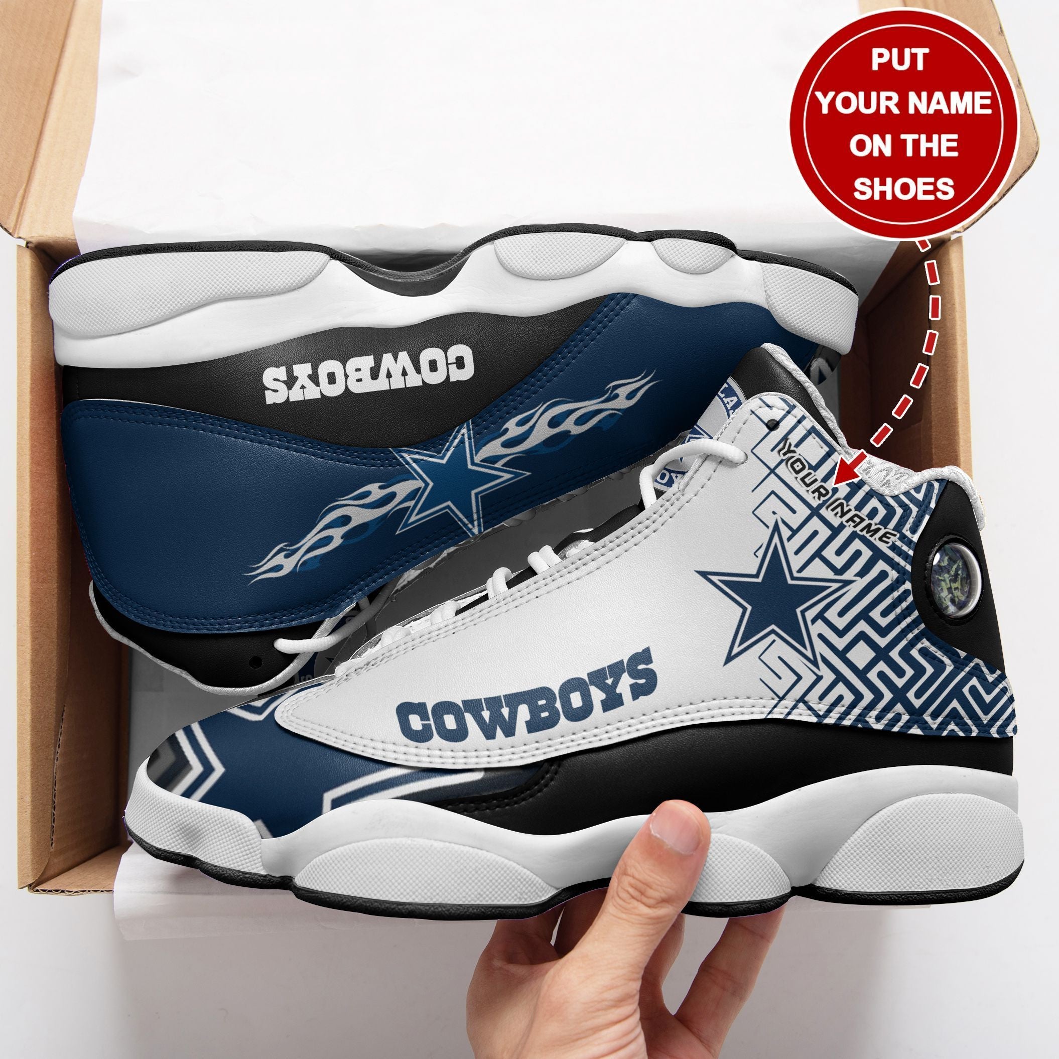 Personalized Dallas Cowboys NFL JD13 Sneakers Shoes for Men & Women | Custom Fan Gift